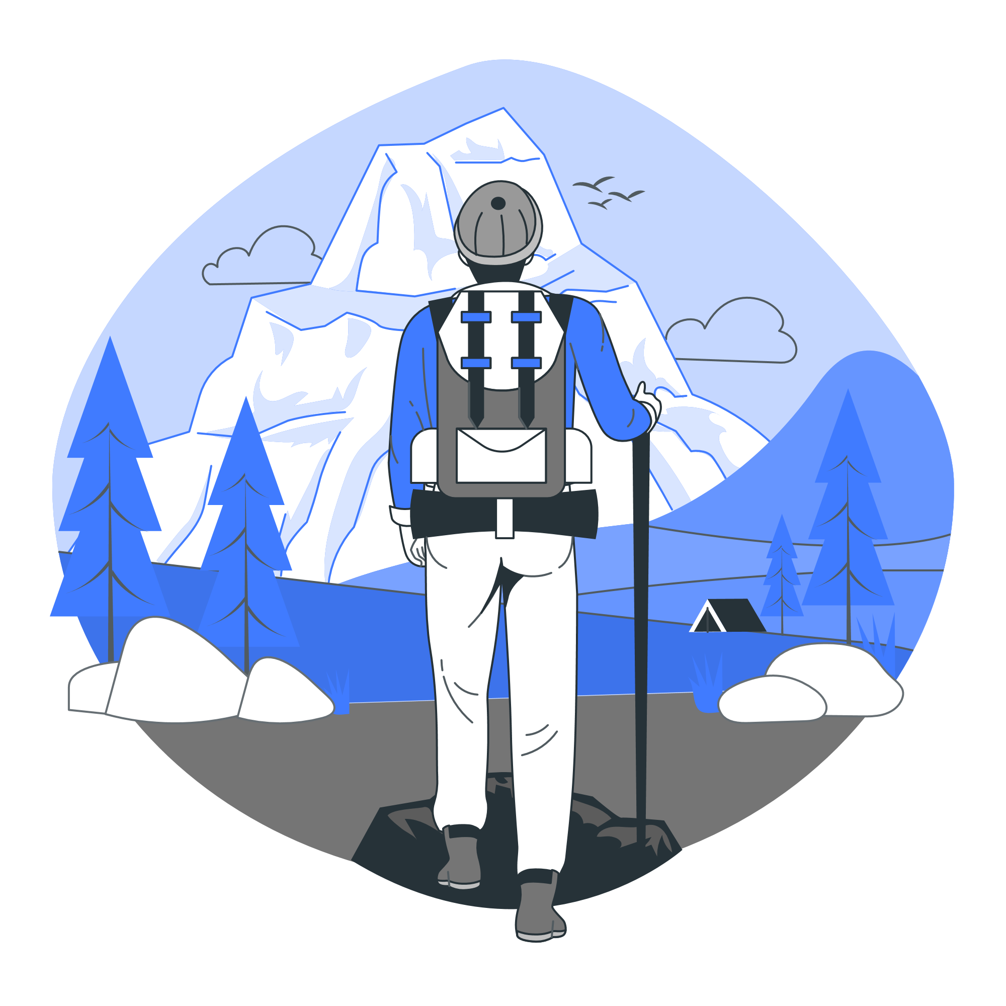 Trekking through Challenging Terrain - Mountains and Snow Slopes