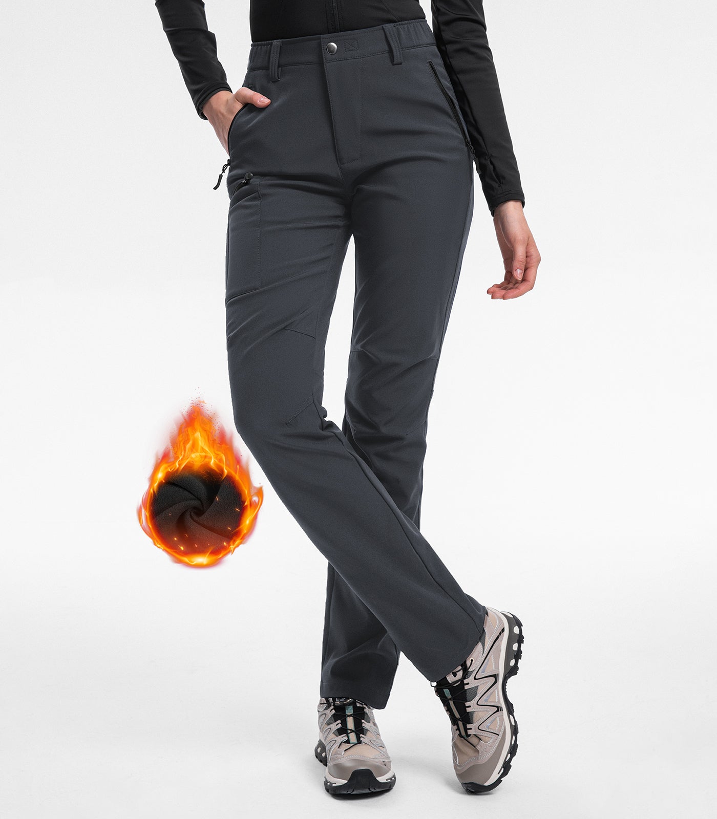 Women's Fleece Lined Hiking Pants Snow Ski Pants, Water