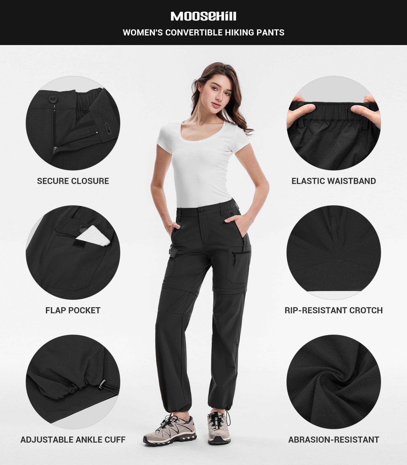 Women's Convertible Hiking Pants Quick Dry Zip-Off Cargo - HikerFlex W024