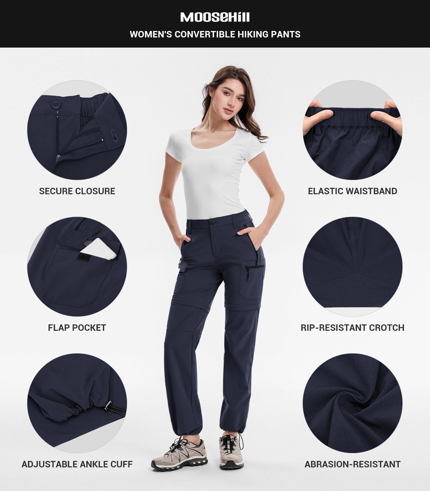 Women's Convertible Hiking Pants Quick Dry Zip-Off Cargo - HikerFlex W024