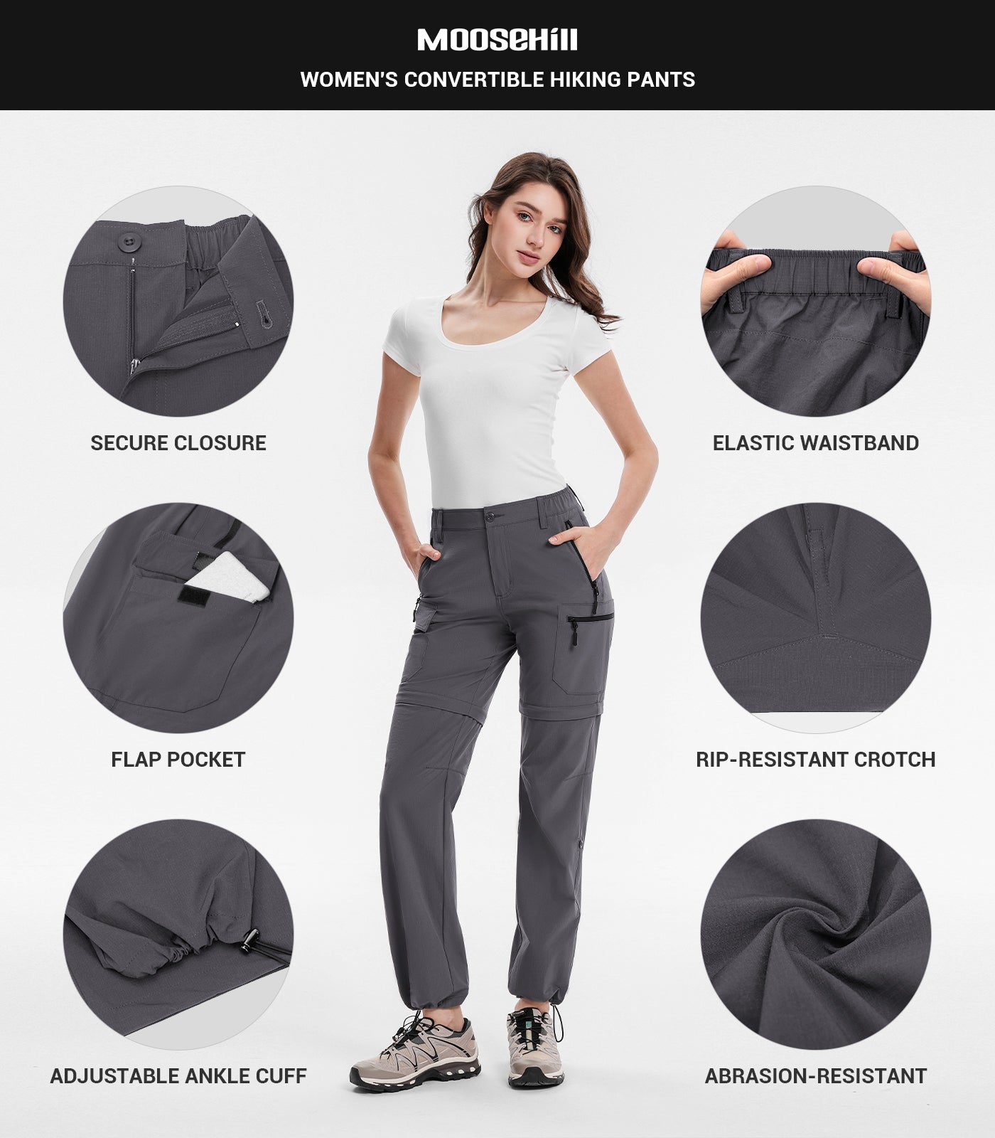 Women's Convertible Hiking Pants Quick Dry Zip-Off Cargo - HikerFlex W024