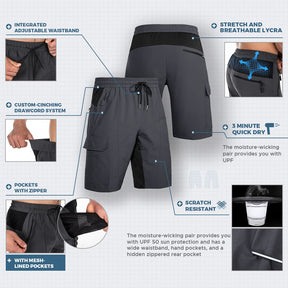 Men's Padded Mountain Bike Shorts - High Mobility, Multi-Use, Durable Design for Optimal Cycling Comfort