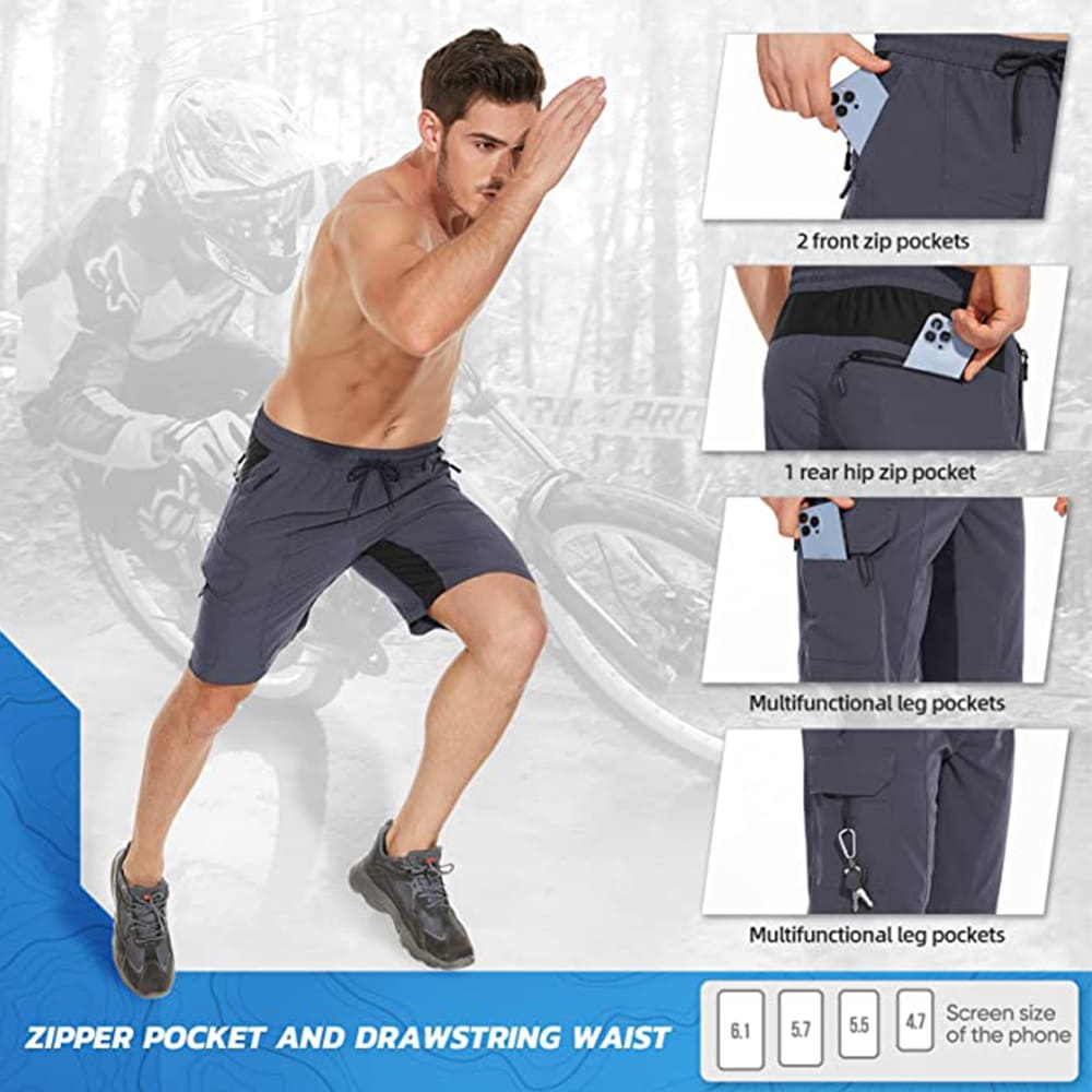 Men's Padded Mountain Bike Shorts - High Mobility, Multi-Use, Durable Design for Optimal Cycling Comfort