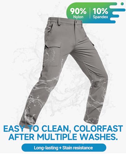 Men's Hiking Cargo Pants Lightweight Waterproof Quick Dry Stretch Pants for Travel Outdoor Fishing Work 7 Pockets