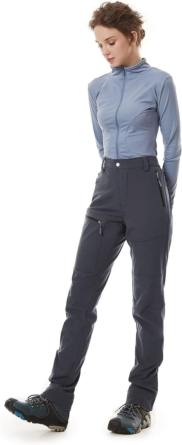 Women's Snow Ski Pants for Winter Outdoor Fleece-Lined Water-Resistant Hiking Insulated Pants with Zipper Pockets