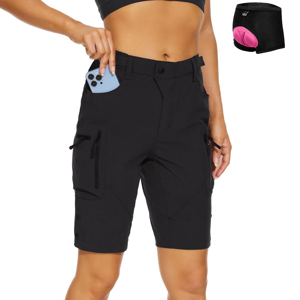 womens padded mountain bike shorts #Color_black