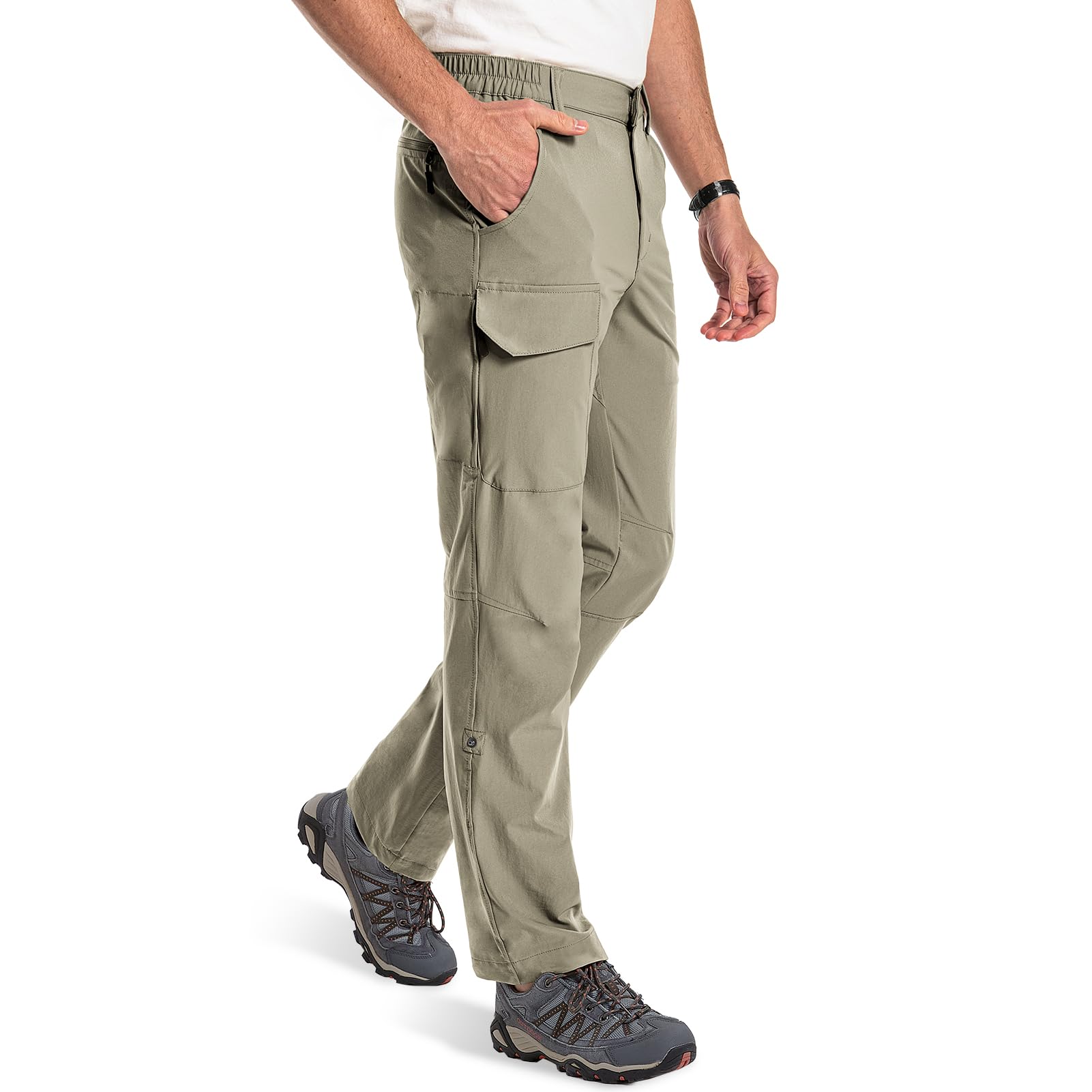 Men's Hiking Cargo Pants Lightweight Waterproof Quick Dry Stretch Pants for Travel Outdoor Fishing Work 7 Pockets