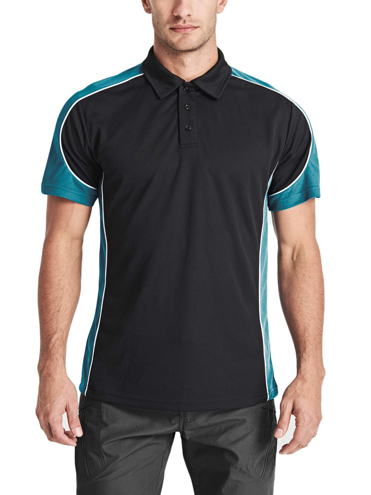 Men's Outdoor Golf Polo Short Sleeve 3 Button Quick Dry Casucal Pique Jersey Polo Shirts