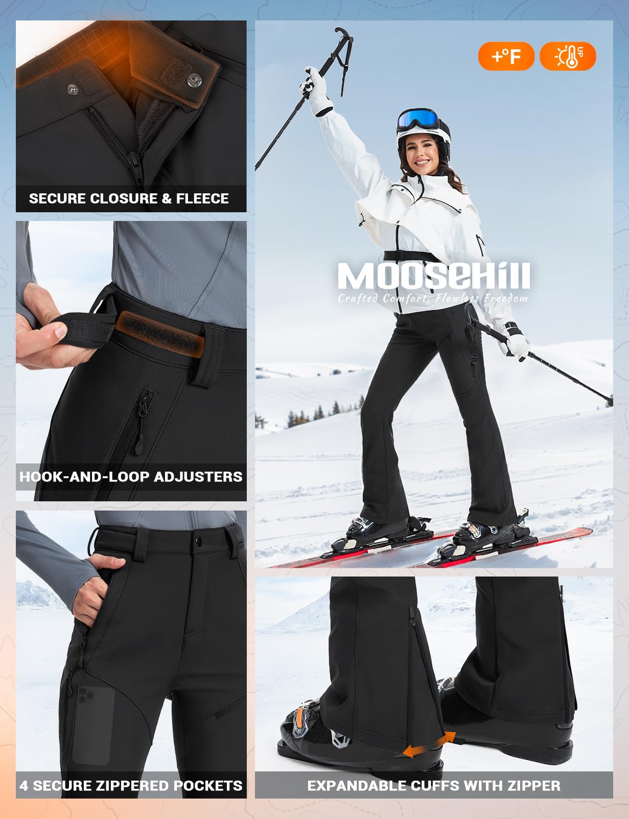 Women's Snow Ski Fleece lined Pants - SnowVenture W051