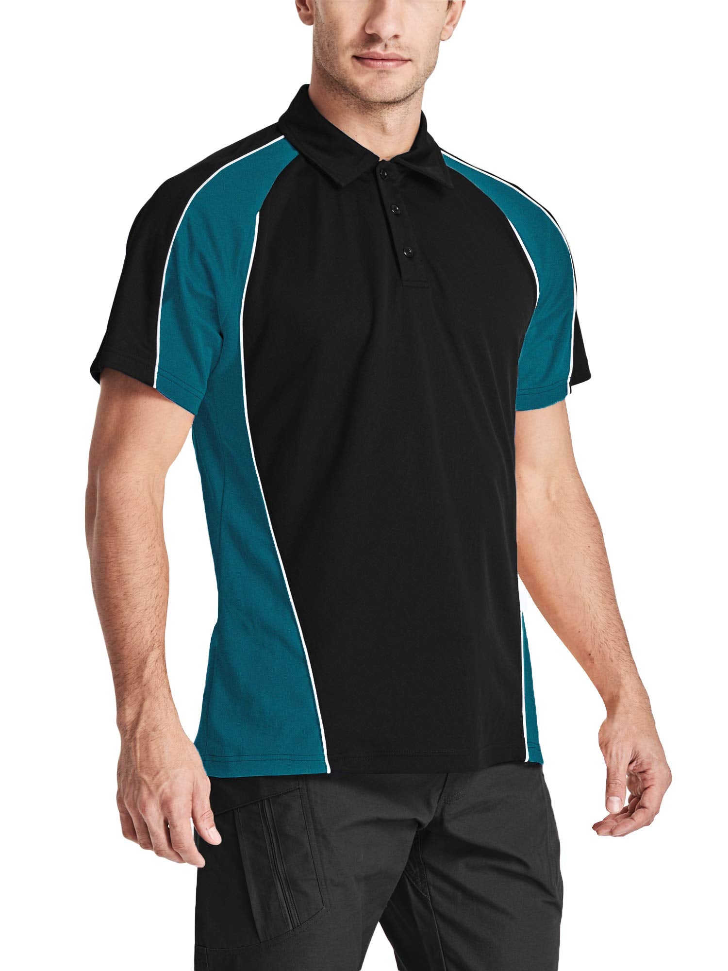 Men's Outdoor Golf Polo Short Sleeve 3 Button Quick Dry Casucal Pique Jersey Polo Shirts