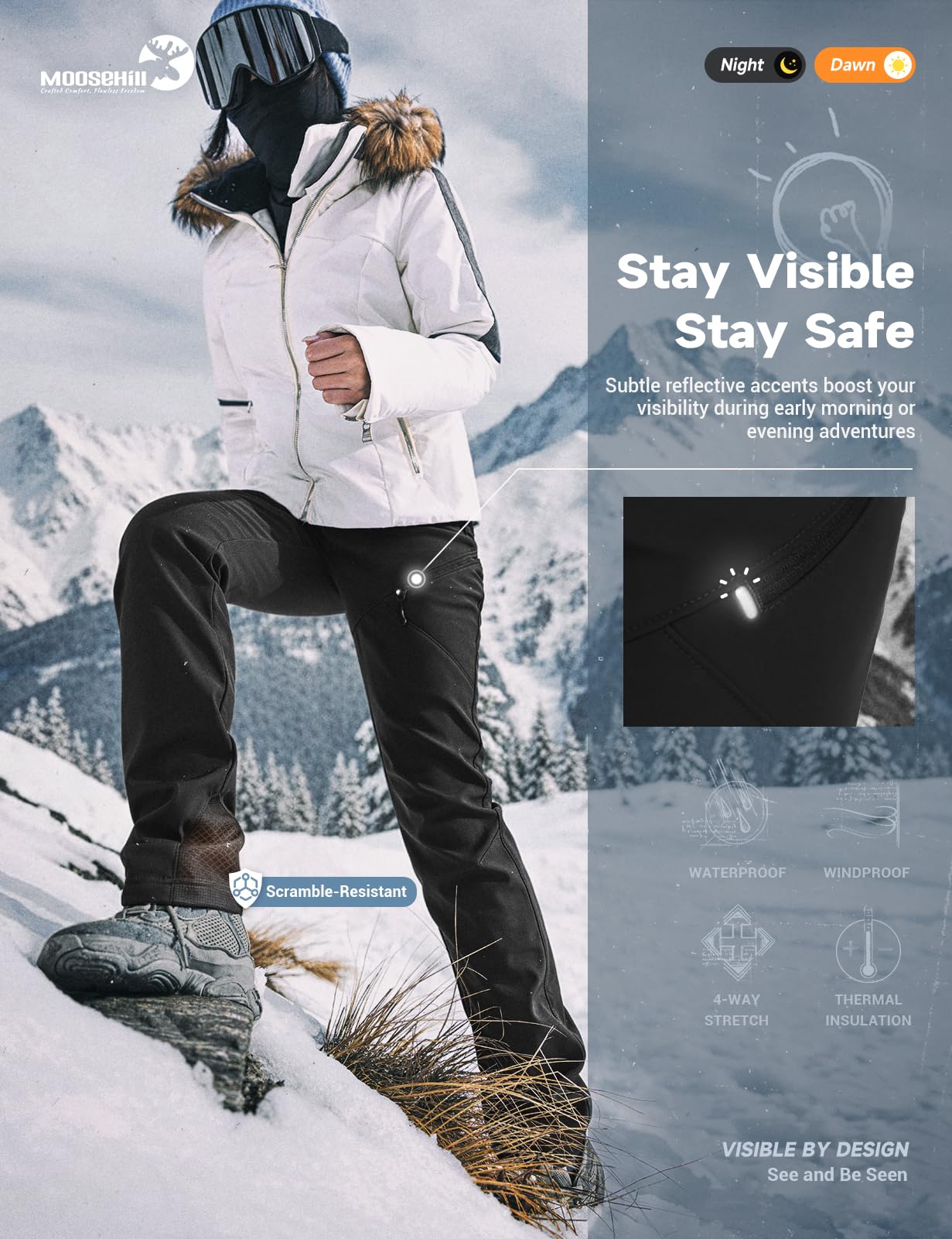 Women's Snow Ski Fleece lined Pants - SnowVenture W053