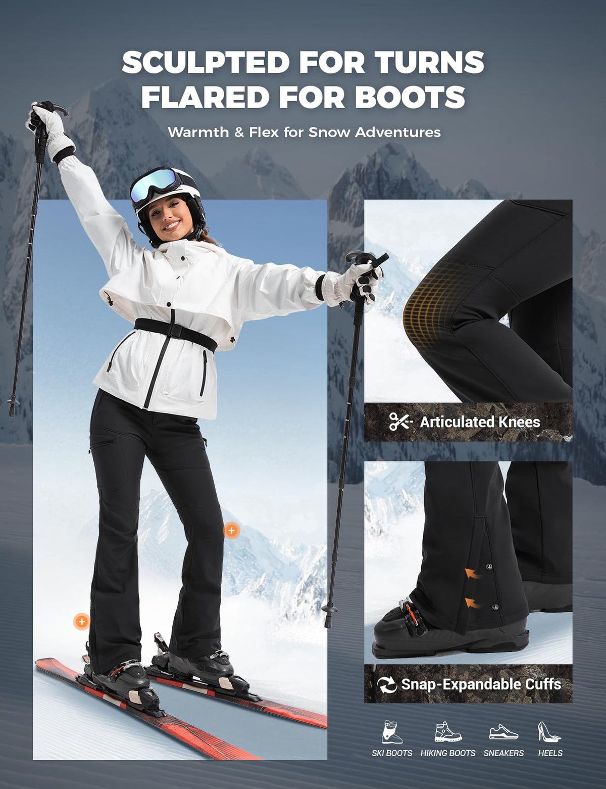 Women's Snow Ski Fleece lined Pants - SnowVenture W050