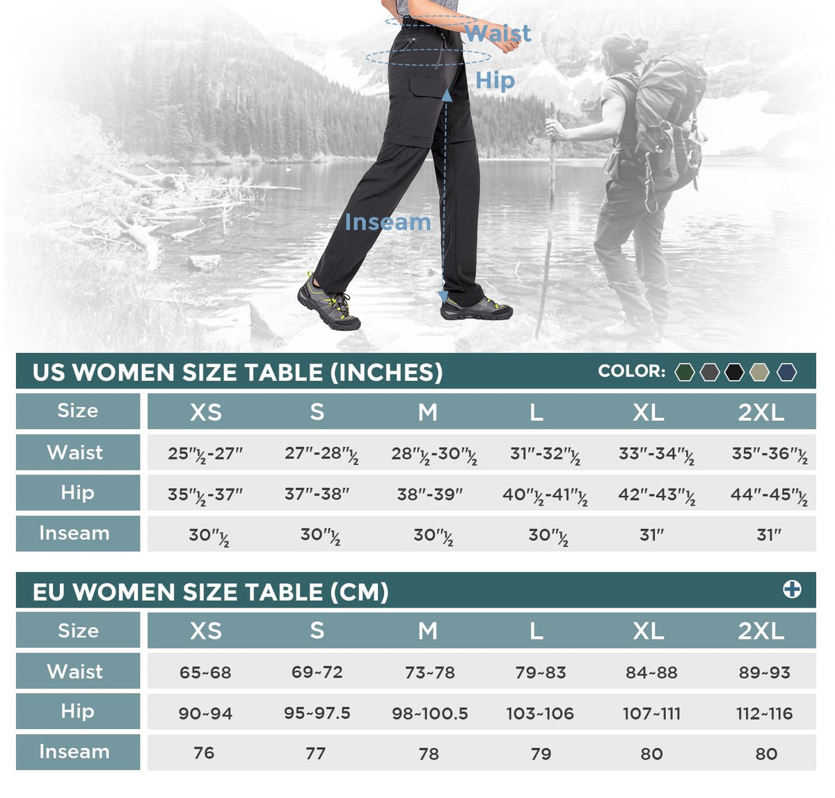 Women's Hiking Pants - Convertible, Quick Dry, Multi-Function for Cargo ...