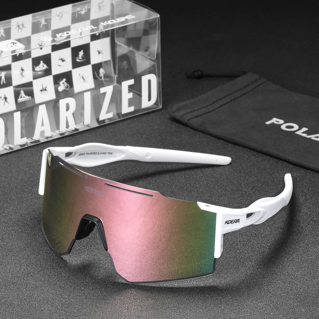 Lunettes de soleil polarisées de sport pour hommes et femmes, lunettes de soleil de baseball et de softball pour jeunes enfants pour le cyclisme et la course à pied