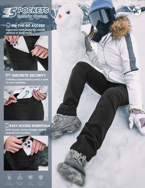 Women's Snow Ski Fleece lined Pants - SnowVenture W053