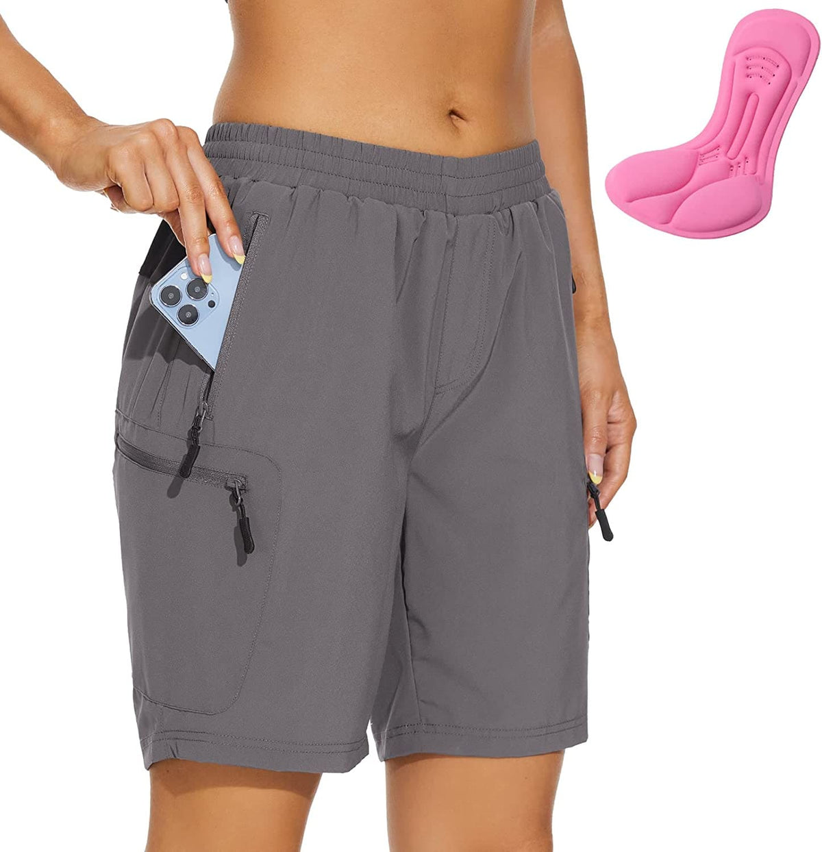 womens padded mountain bike shorts #Color_grey