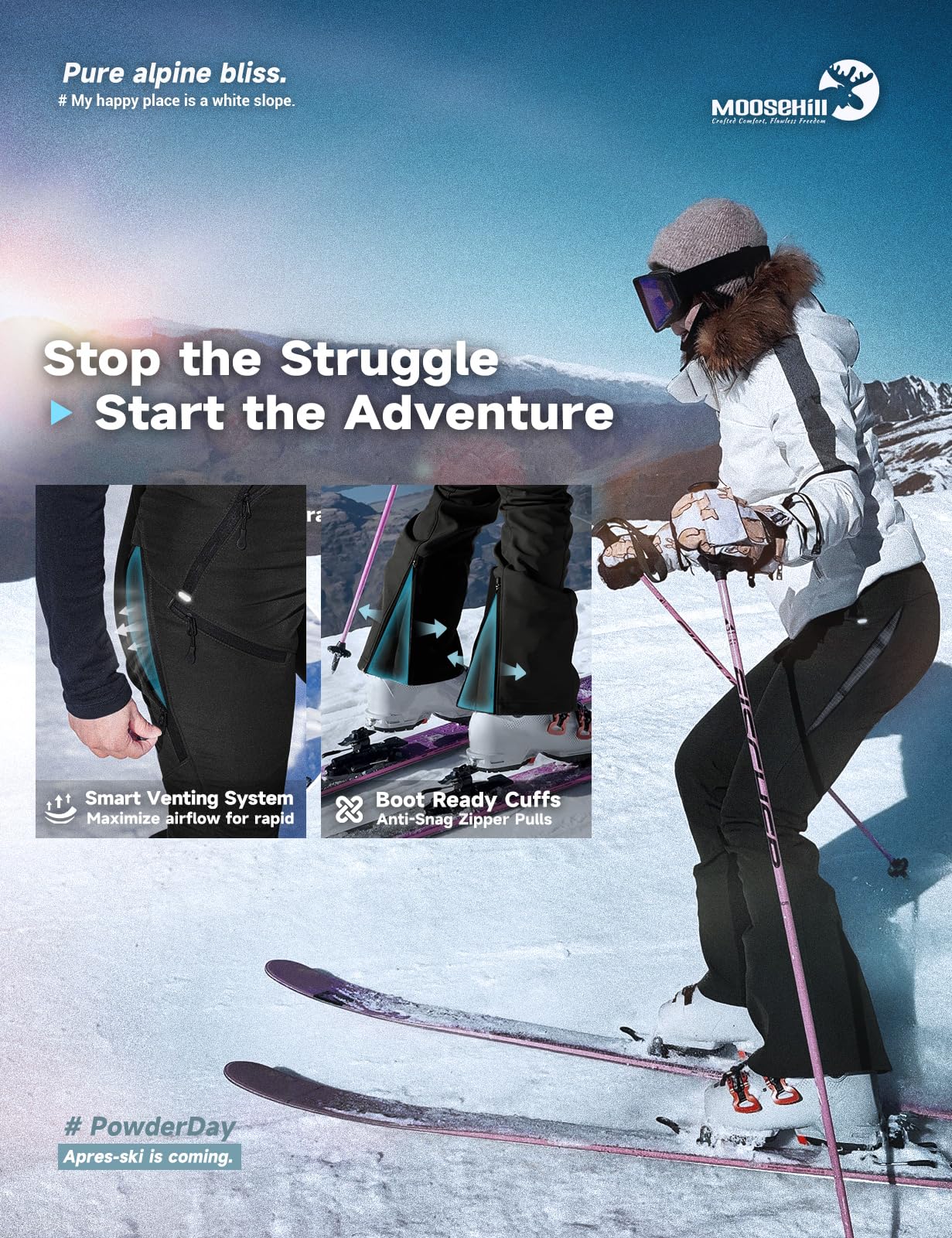 Women's Snow Ski Fleece lined Pants - SnowVenture W048