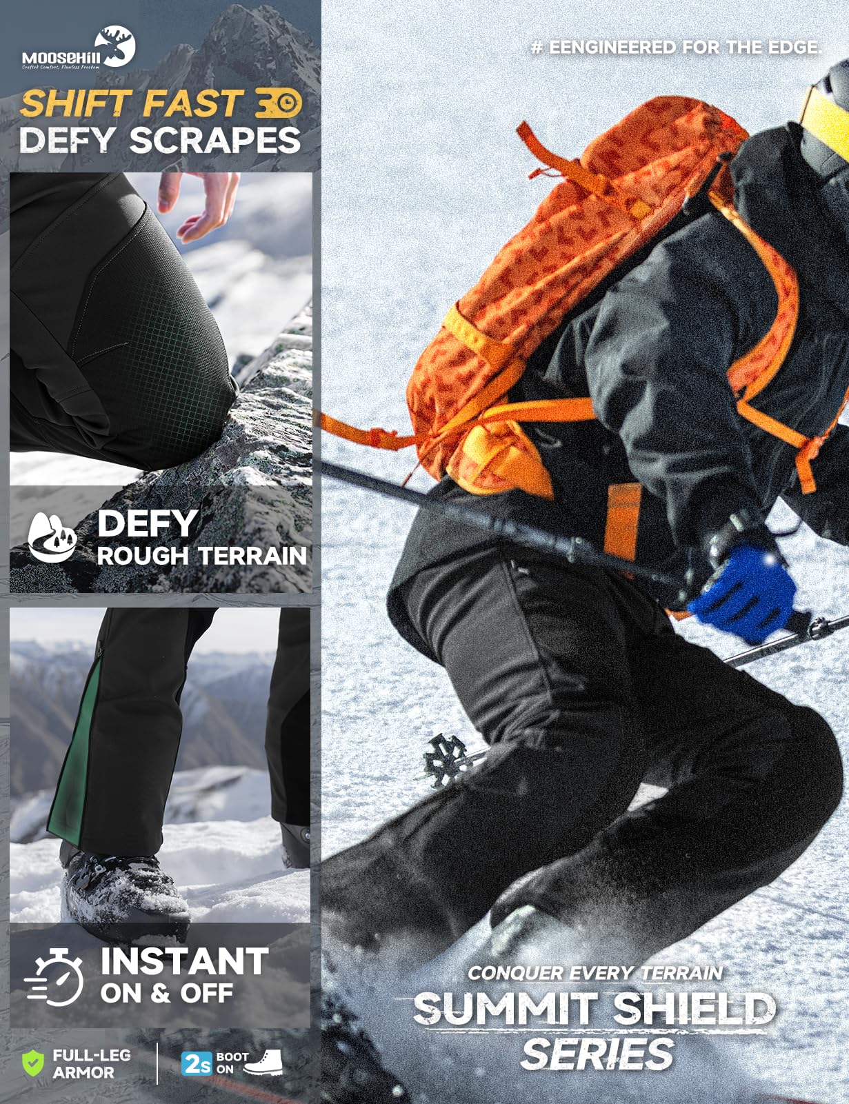 Men's Snow Ski Fleece lined Pants - SnowVenture M055