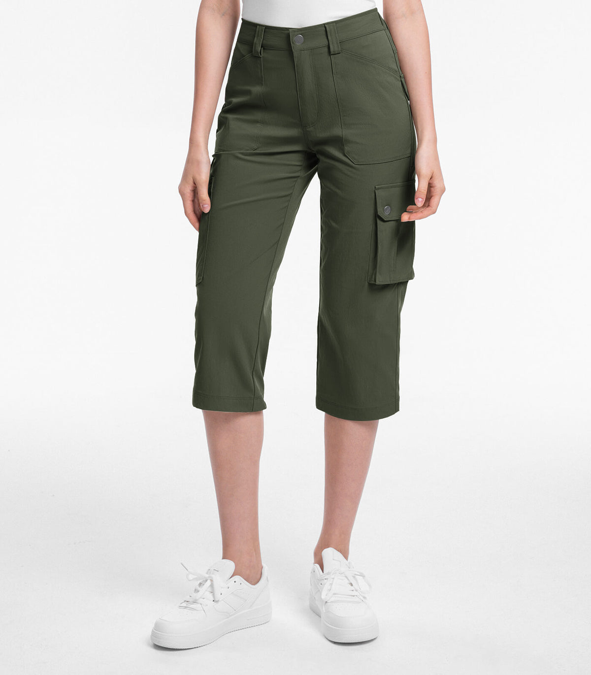 Moosehill Outdoor Clothing丨 Women's Cargo Capris Pants #Color_Green
