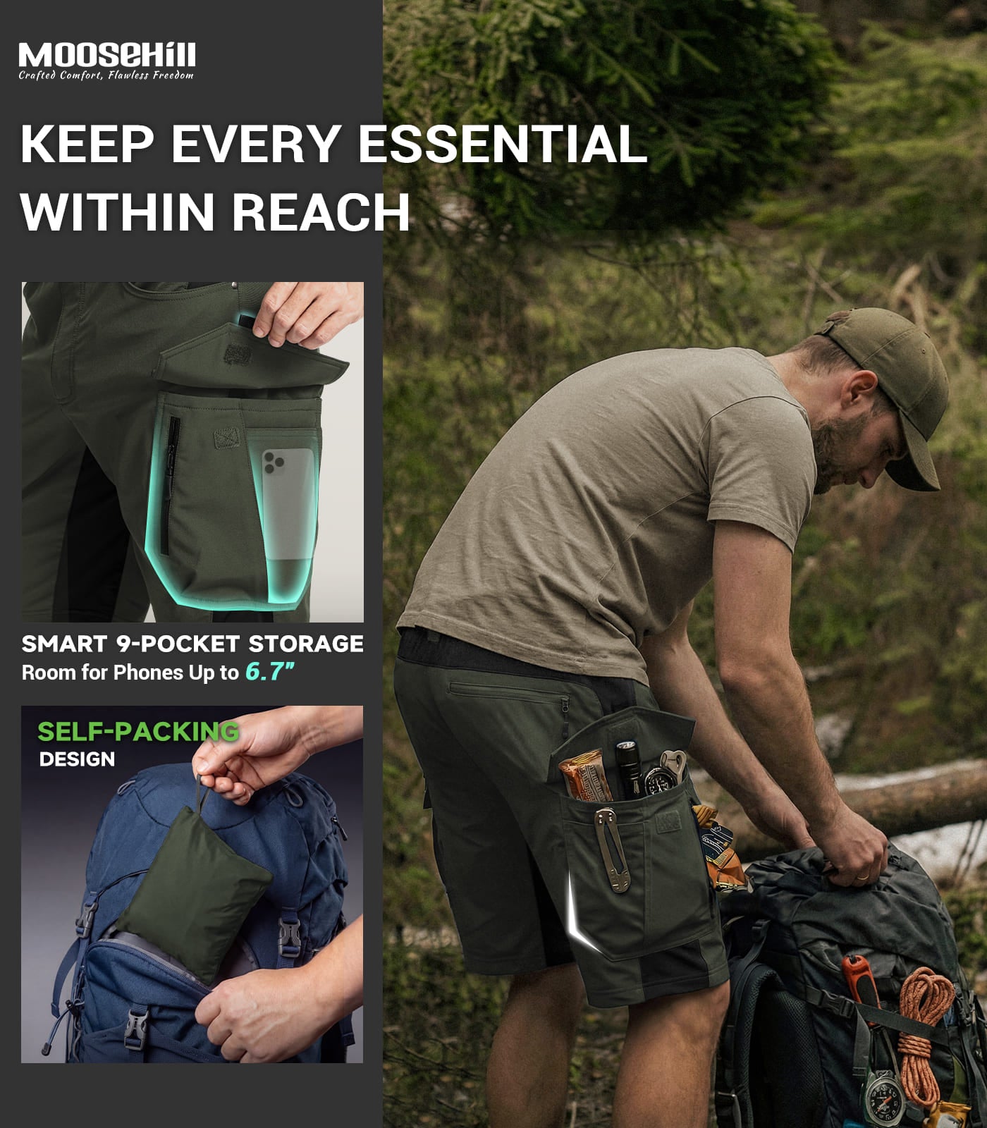 Men's Cargo Hiking Shorts - TrailPioneer M066