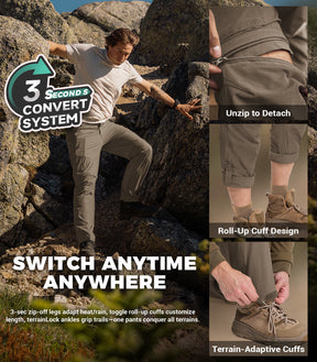 Pantalon de randonnée convertible pour hommes Pantalon cargo à séchage rapide - HikerFlex M015