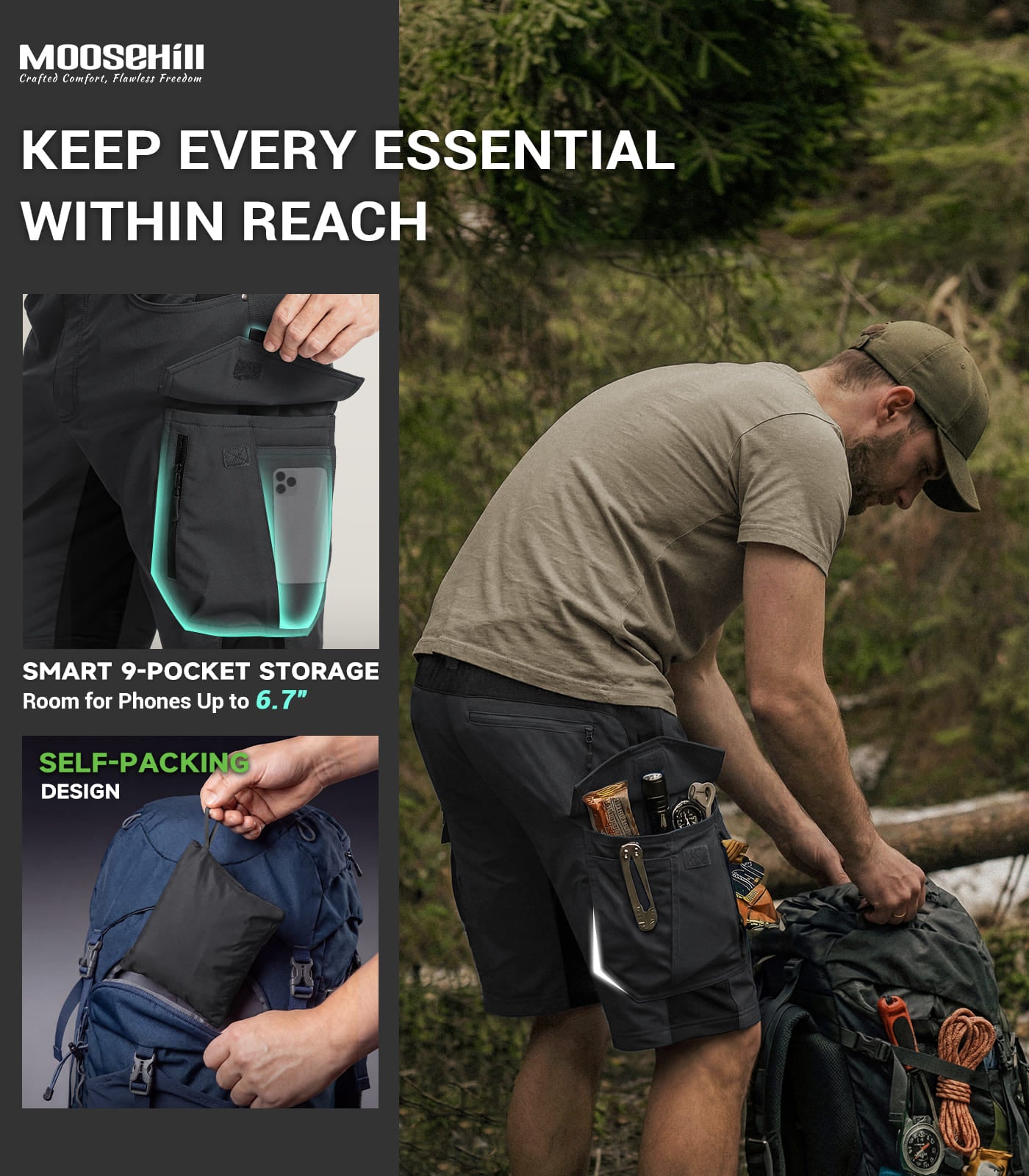 Men's Cargo Hiking Shorts - TrailPioneer M066