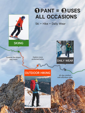 Men's Waterproof Snow Ski Pants Fleece Lined - SnowVenture M054