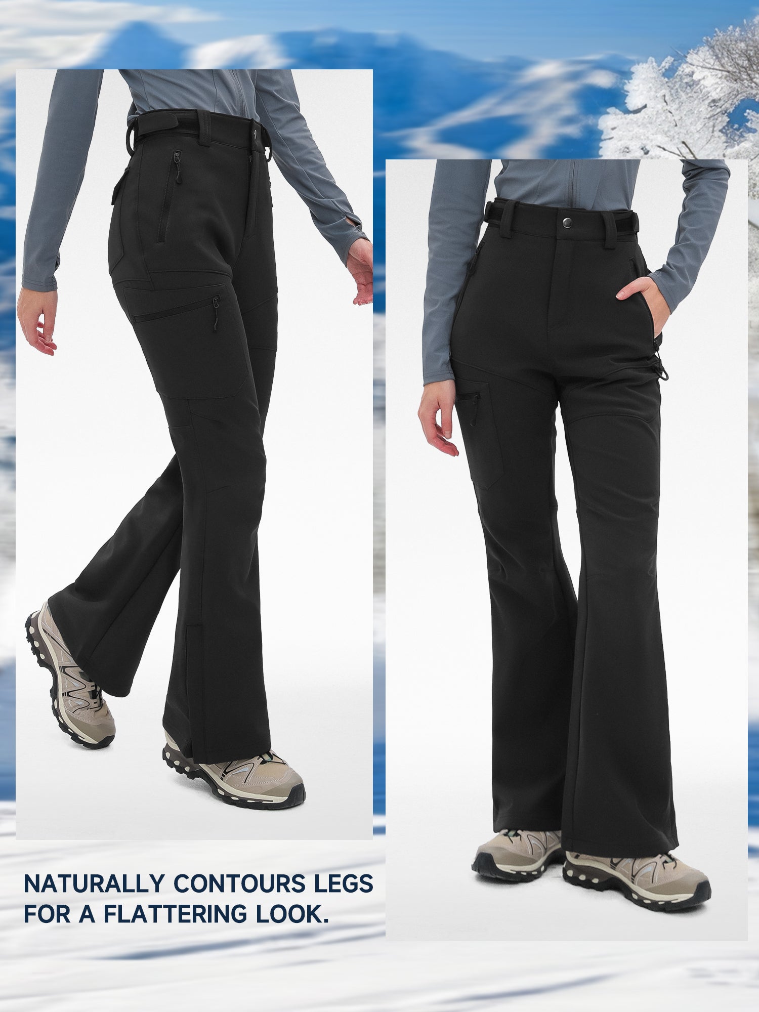 Women's Snow Pants Fleece Lined Adjustable Waistband - SnowVenture W050