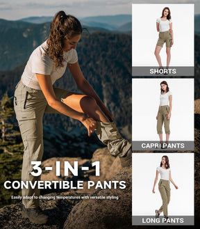 Women's Convertible Hiking Pants Quick Dry Zip-Off Cargo - HikerFlex W024