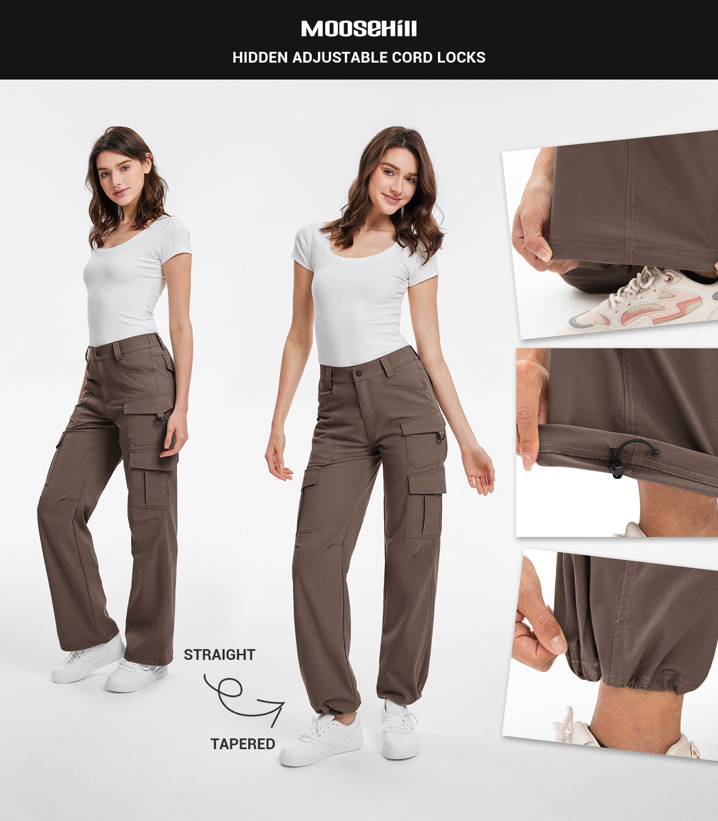 Women's Cargo Hiking Pants / High-Waisted & Lightweight - HikerFlex W038