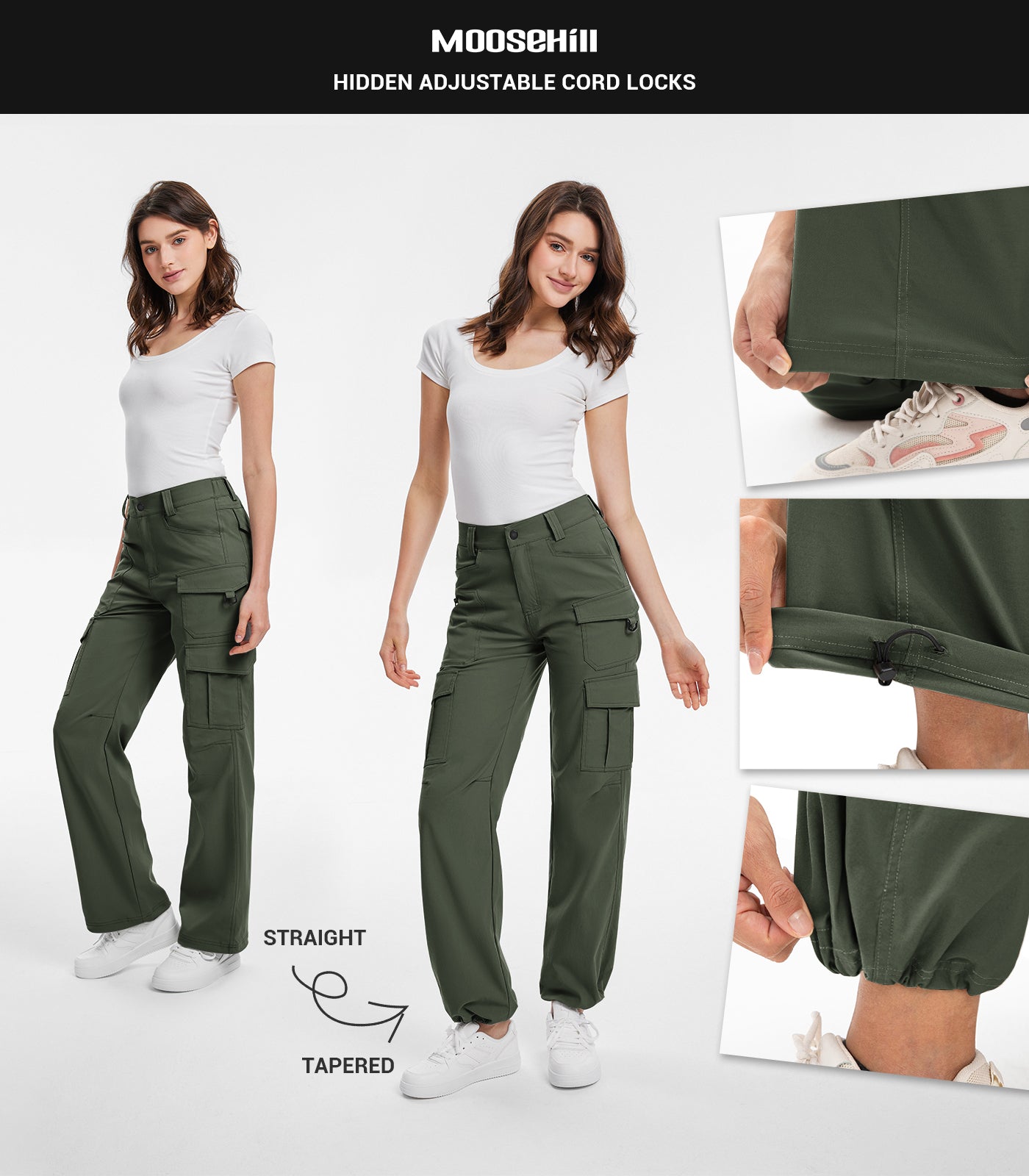 Women's Cargo Hiking Pants / High-Waisted & Lightweight - HikerFlex W038