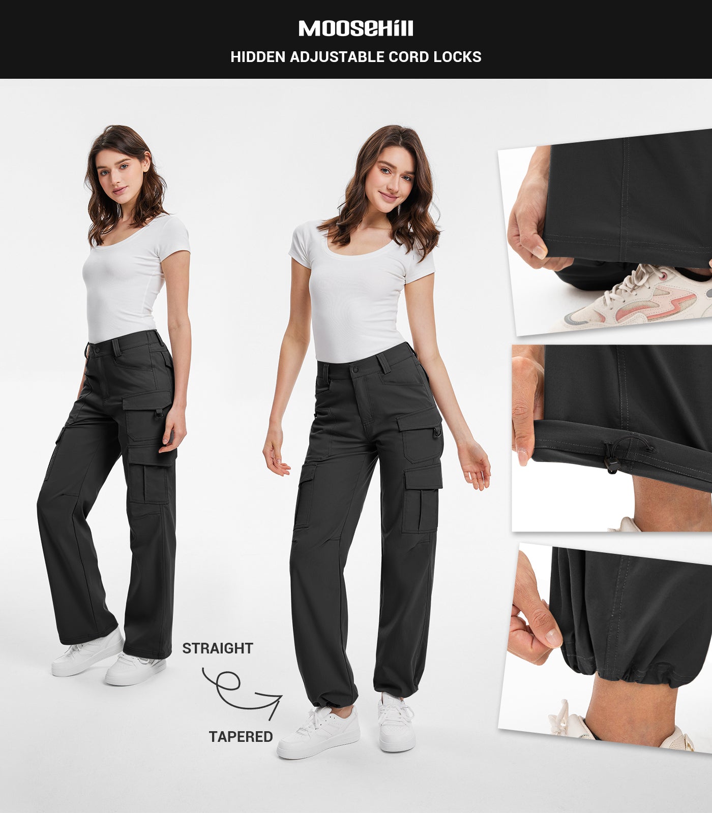 Women's Cargo Hiking Pants / High-Waisted & Lightweight - HikerFlex W038