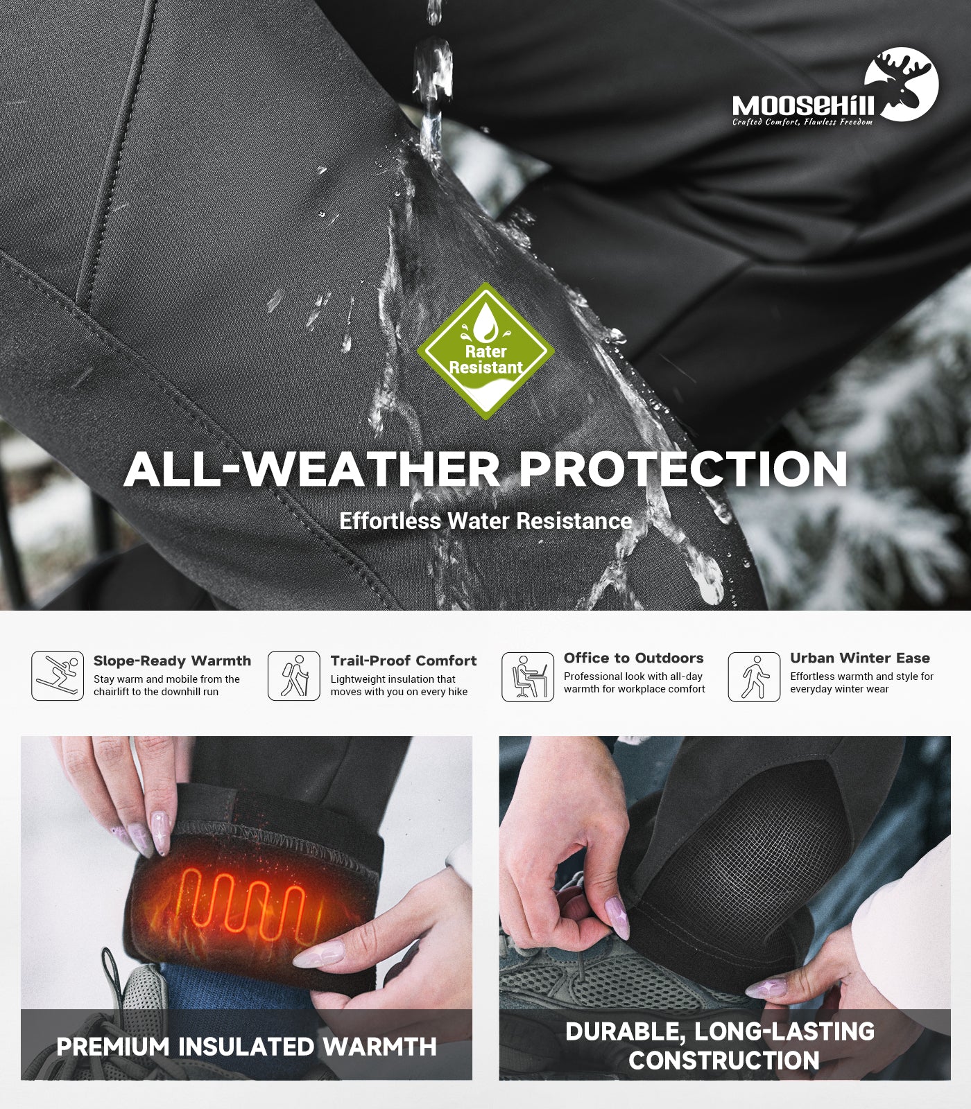 Women's Snow Ski Fleece lined Pants - SnowVenture W053