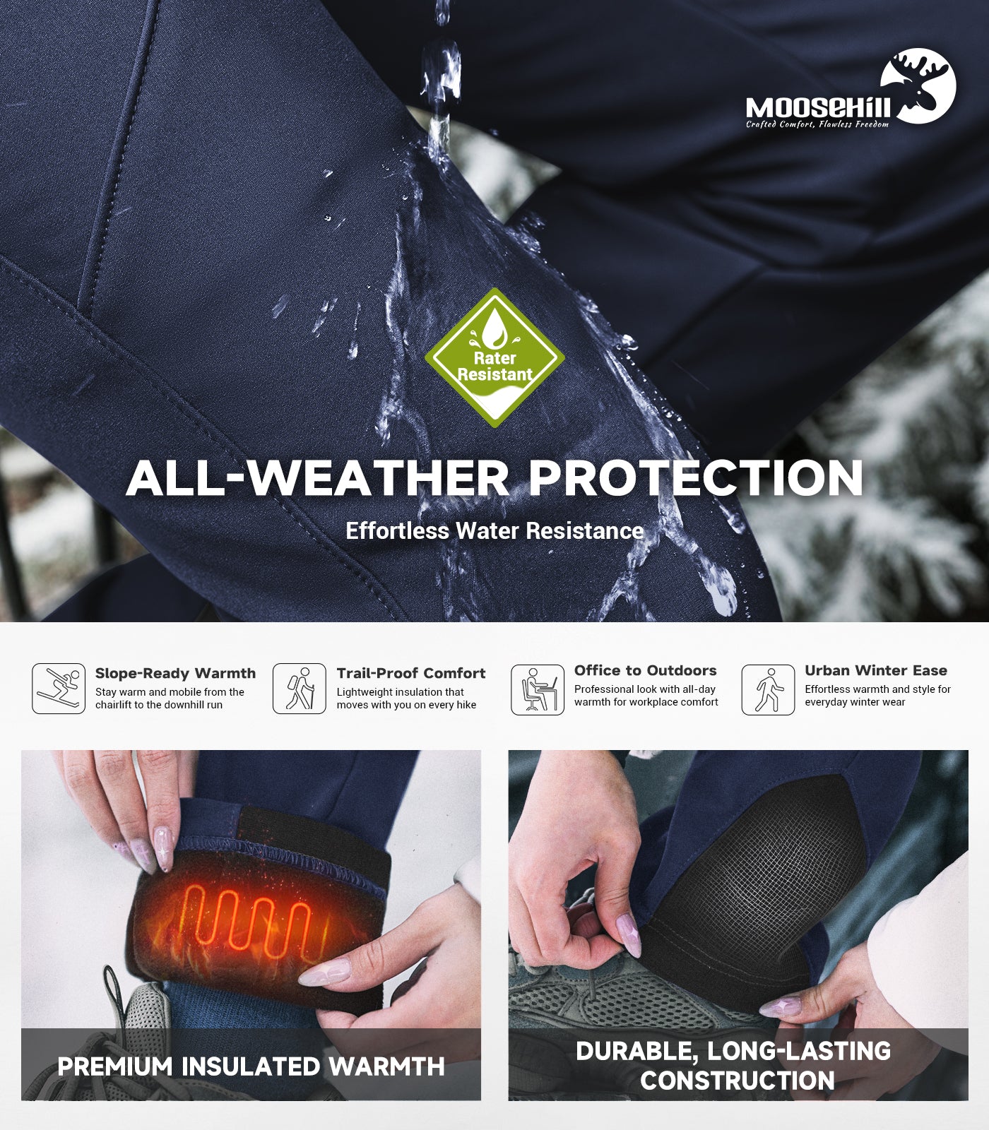 Women's Snow Ski Fleece lined Pants - SnowVenture W053