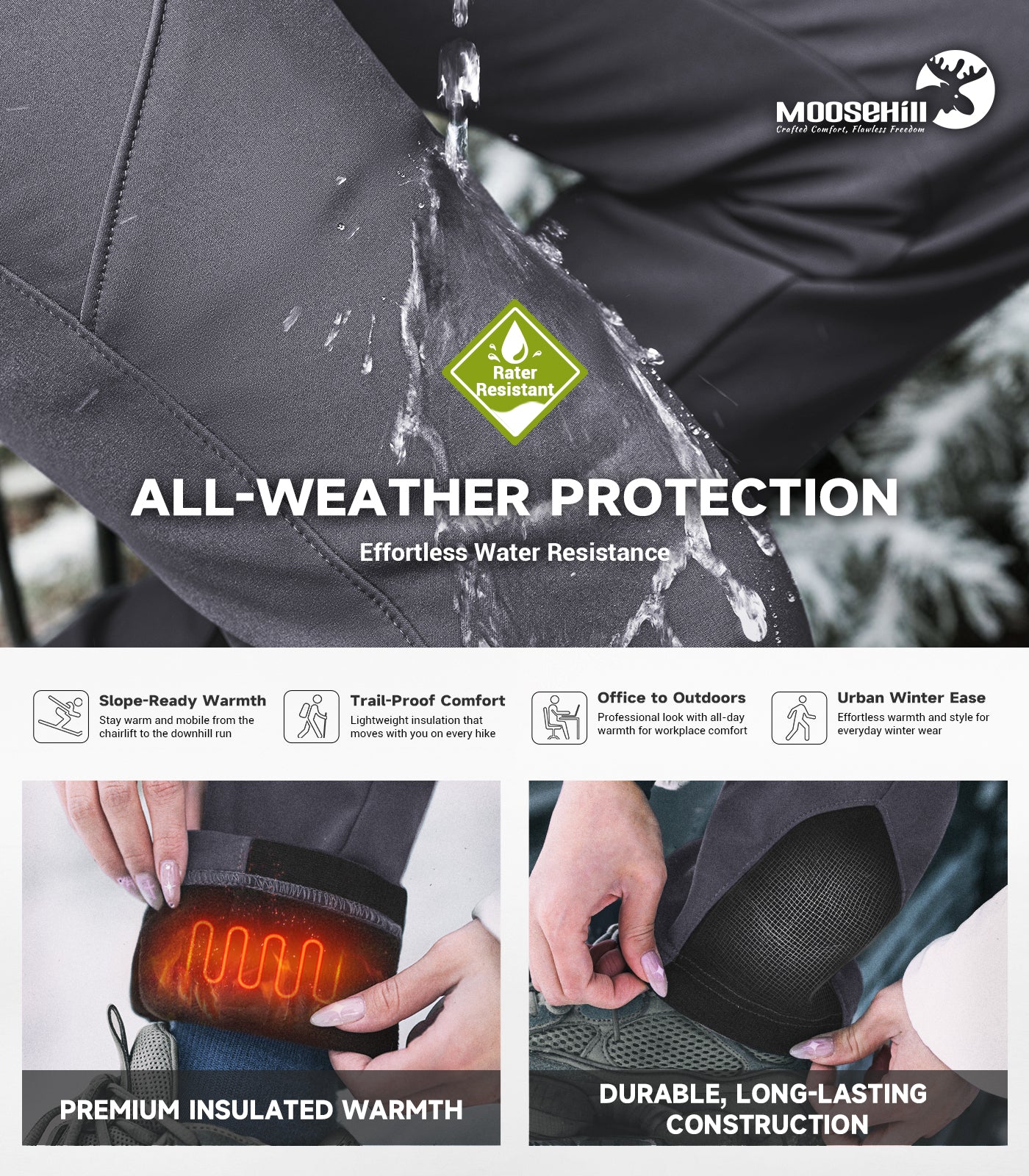 Women's Snow Ski Fleece lined Pants - SnowVenture W053