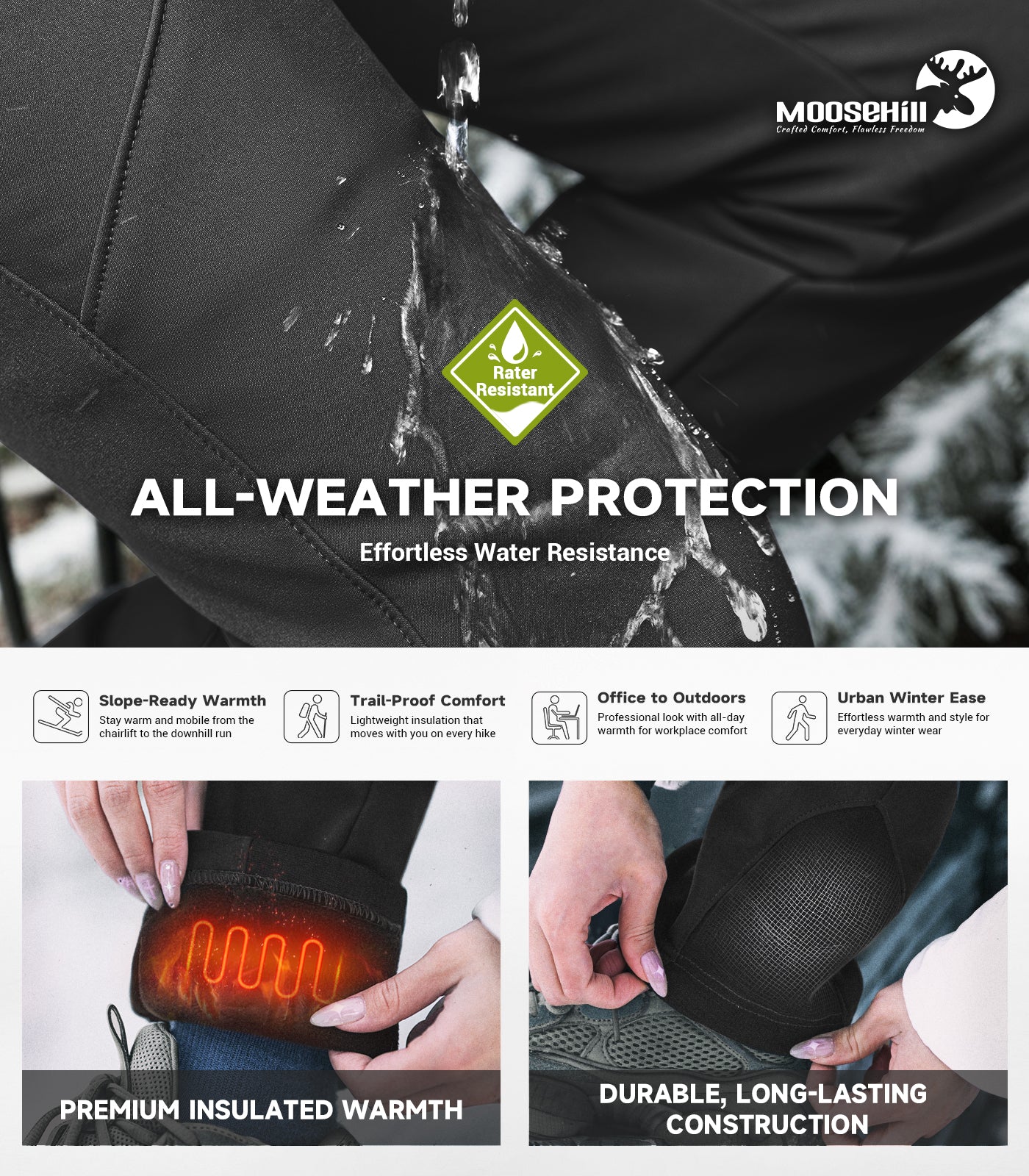 Women's Snow Ski Fleece lined Pants - SnowVenture W053