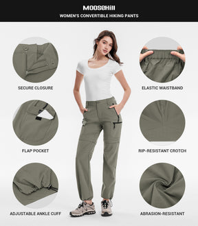 Women's Convertible Hiking Pants Quick Dry Zip-Off Cargo - HikerFlex W024