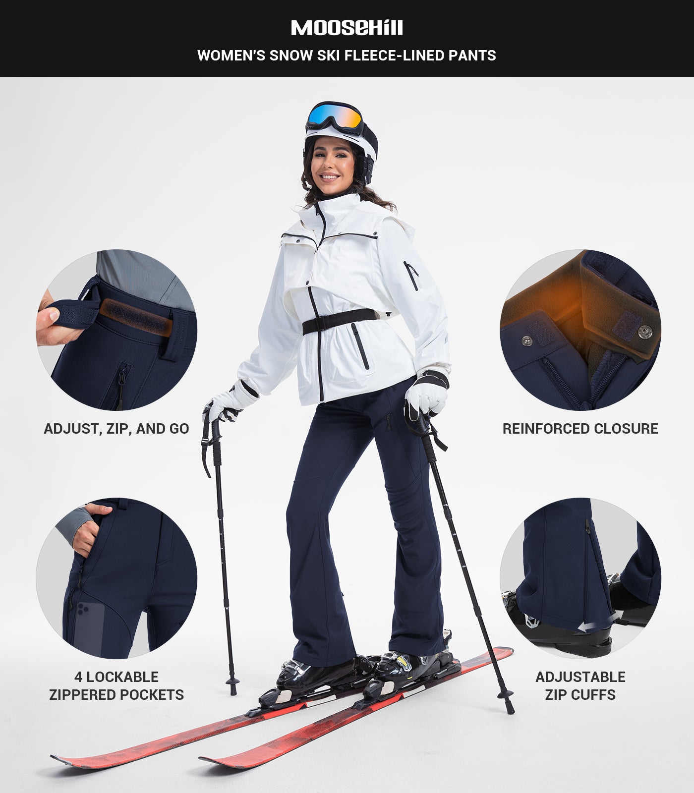 Women's Snow Ski Fleece lined Pants - SnowVenture W051