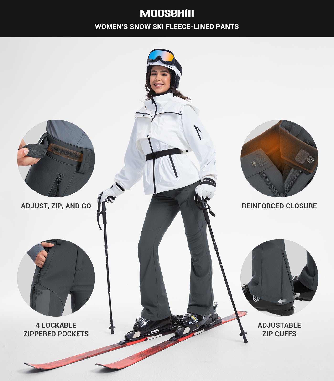 Women's Snow Ski Fleece lined Pants - SnowVenture W051