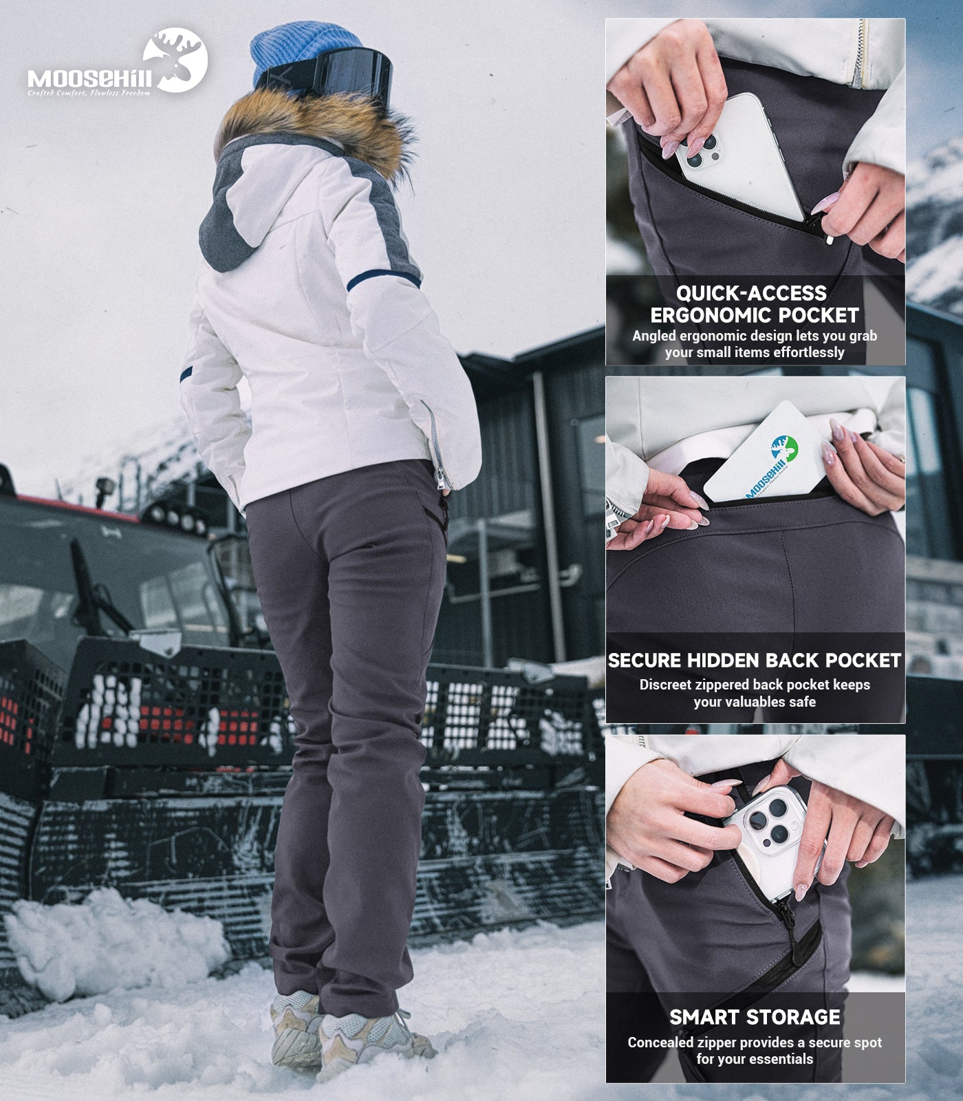 Women's Snow Ski Fleece lined Pants - SnowVenture W053