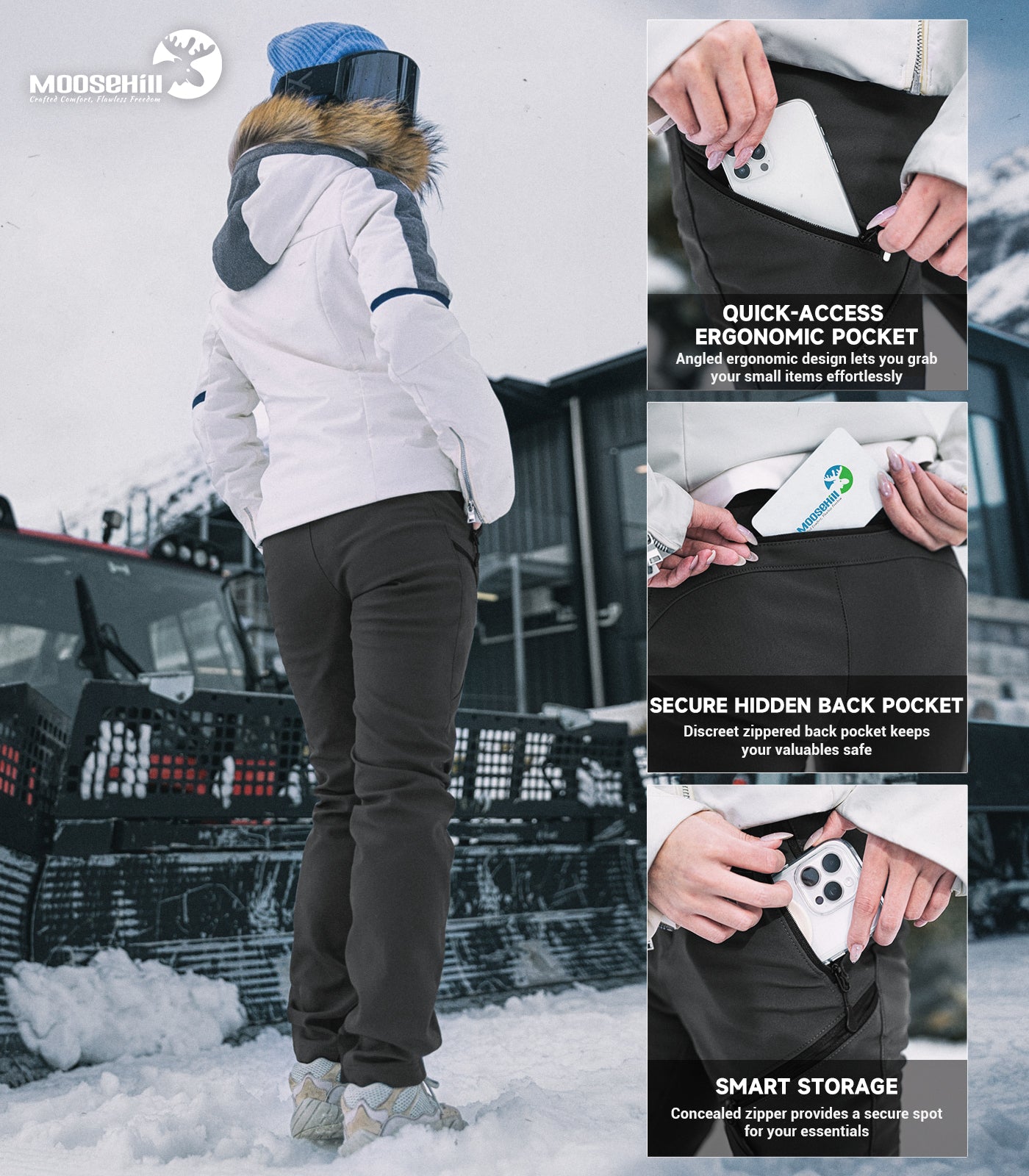 Women's Snow Ski Fleece lined Pants - SnowVenture W053