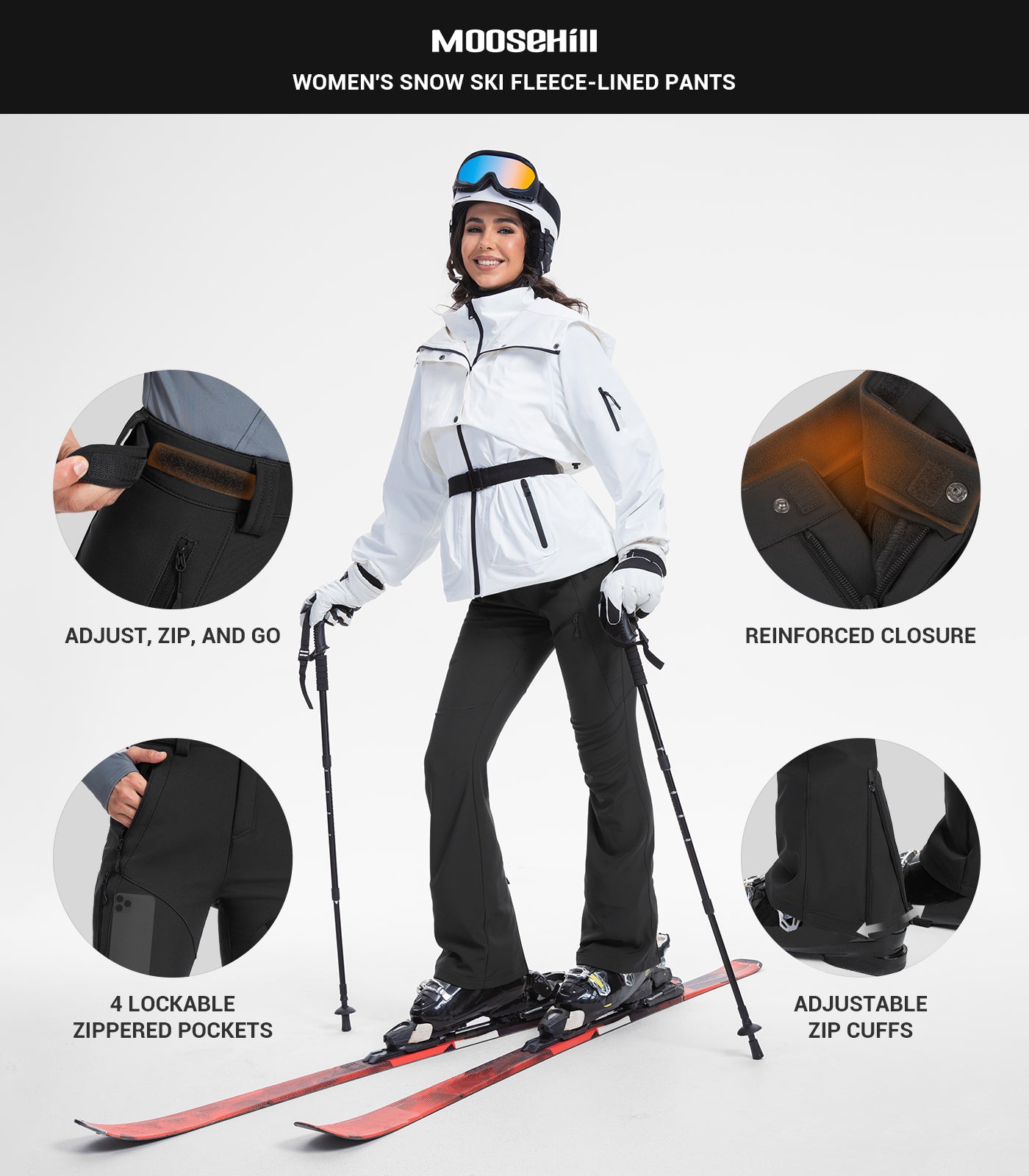 Women's Snow Ski Fleece lined Pants - SnowVenture W051