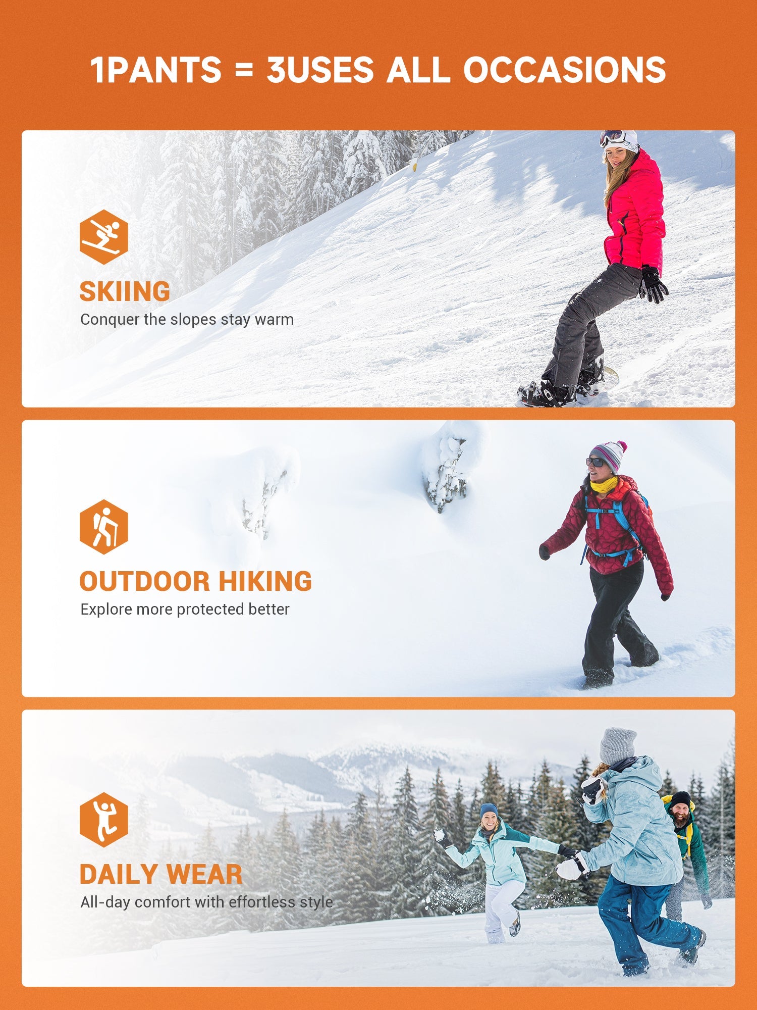 Women's Snow Ski Pants Fleece Lined Waterproof - SnowVenture W048