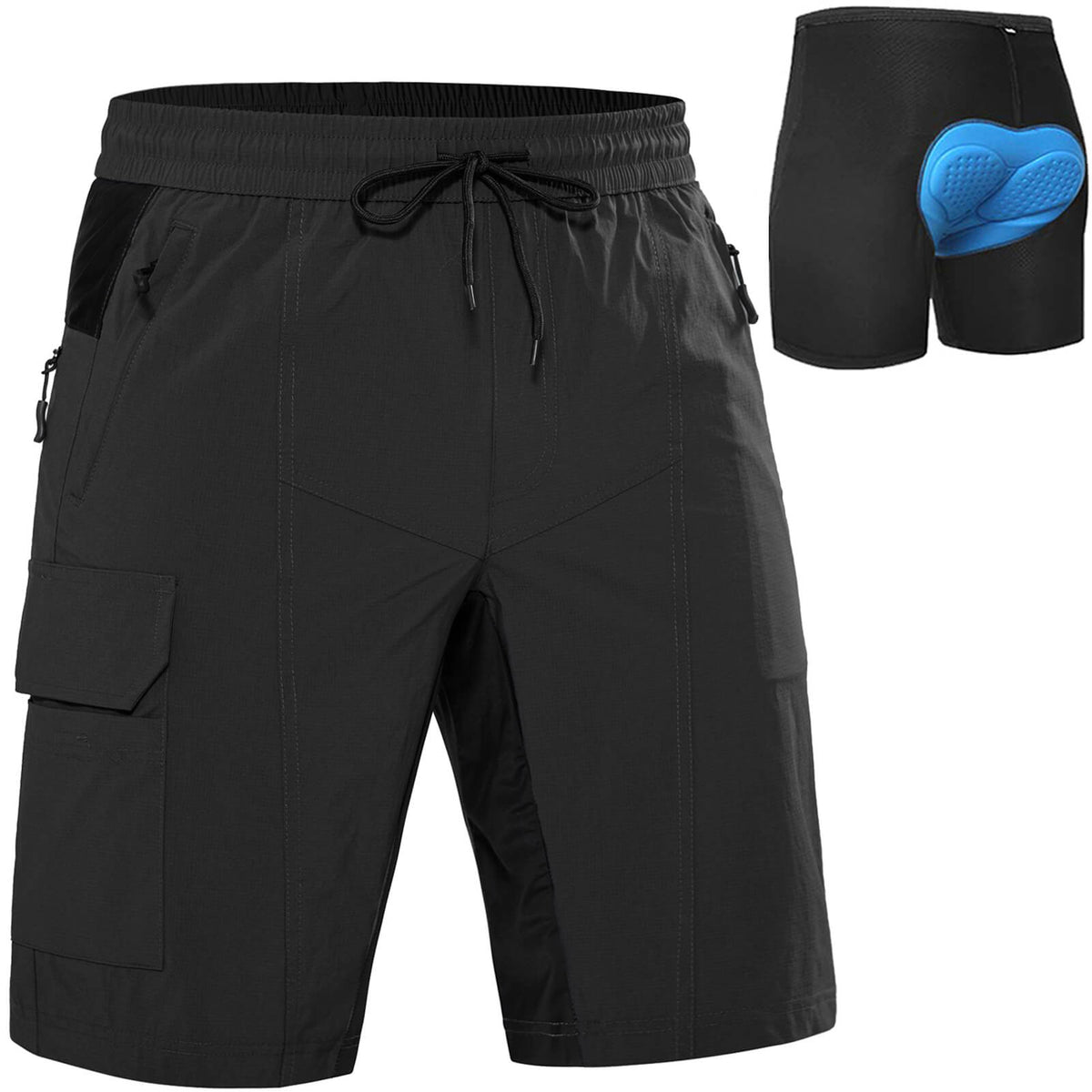 mens padded mountain bike shorts #Color_black