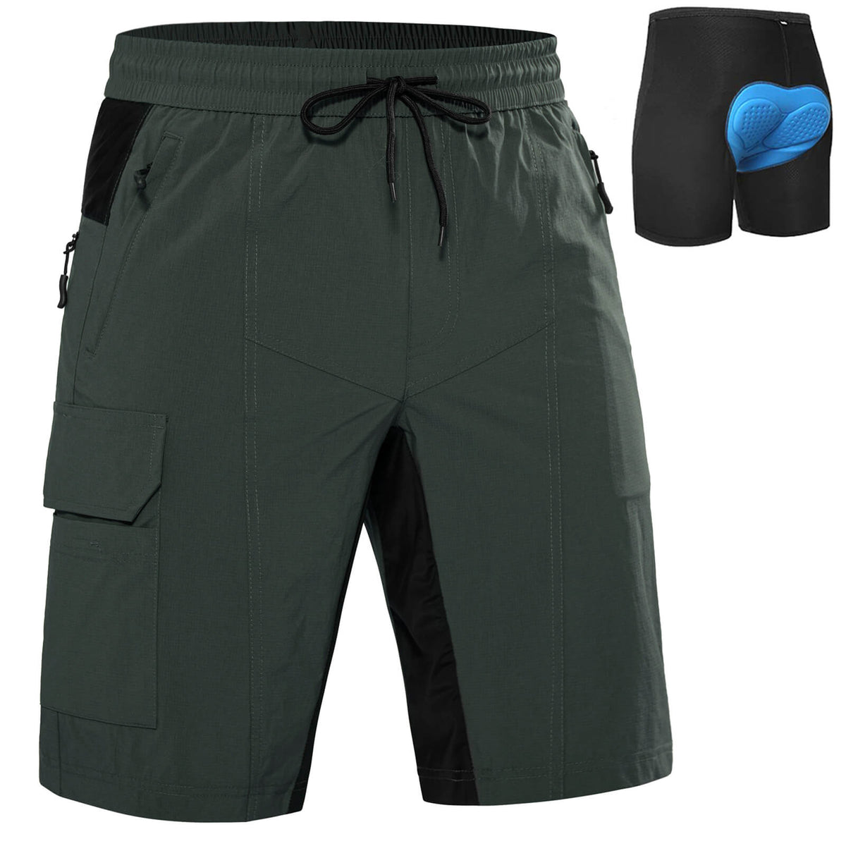 mens padded mountain bike shorts #Color_green