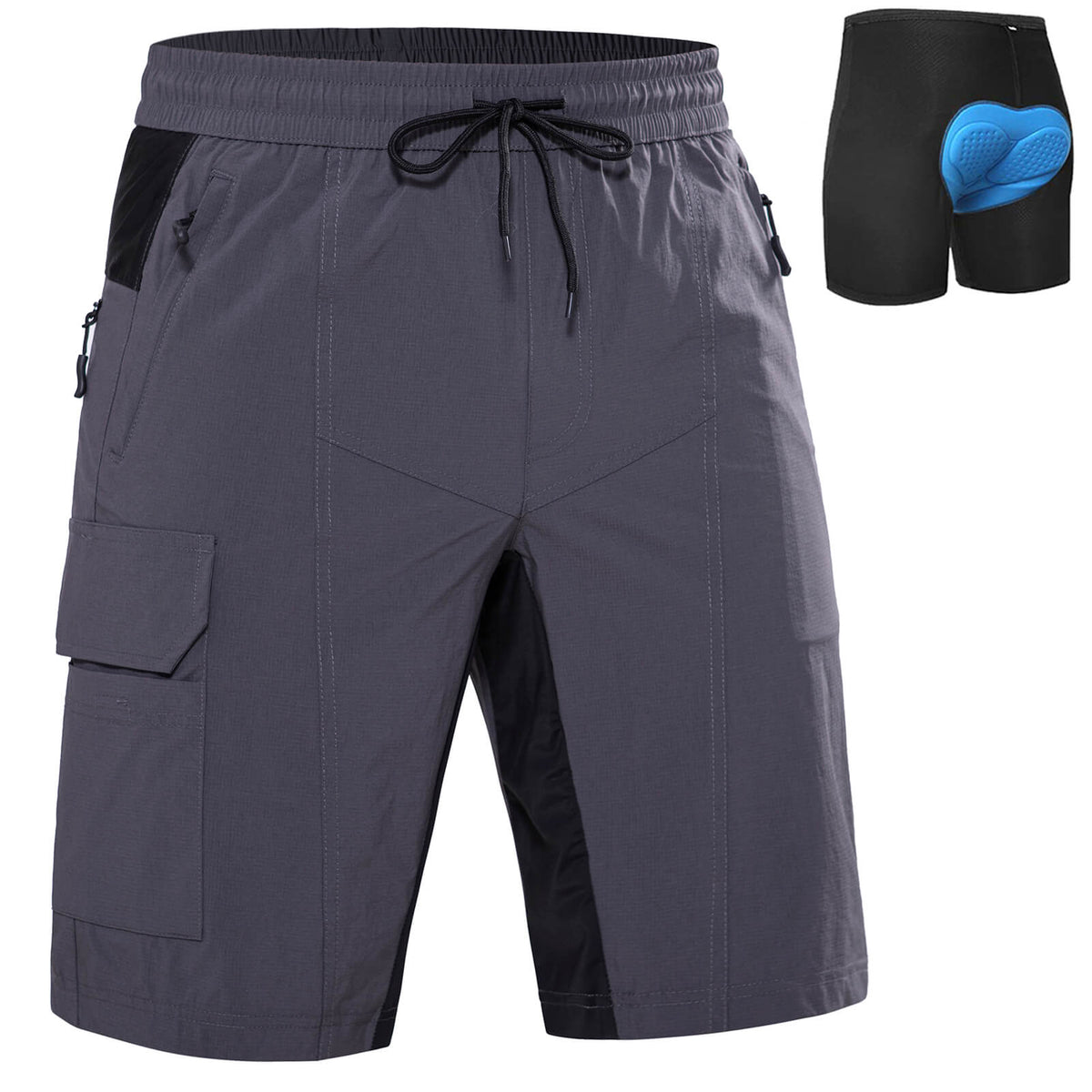 mens padded mountain bike shorts #Color_grey