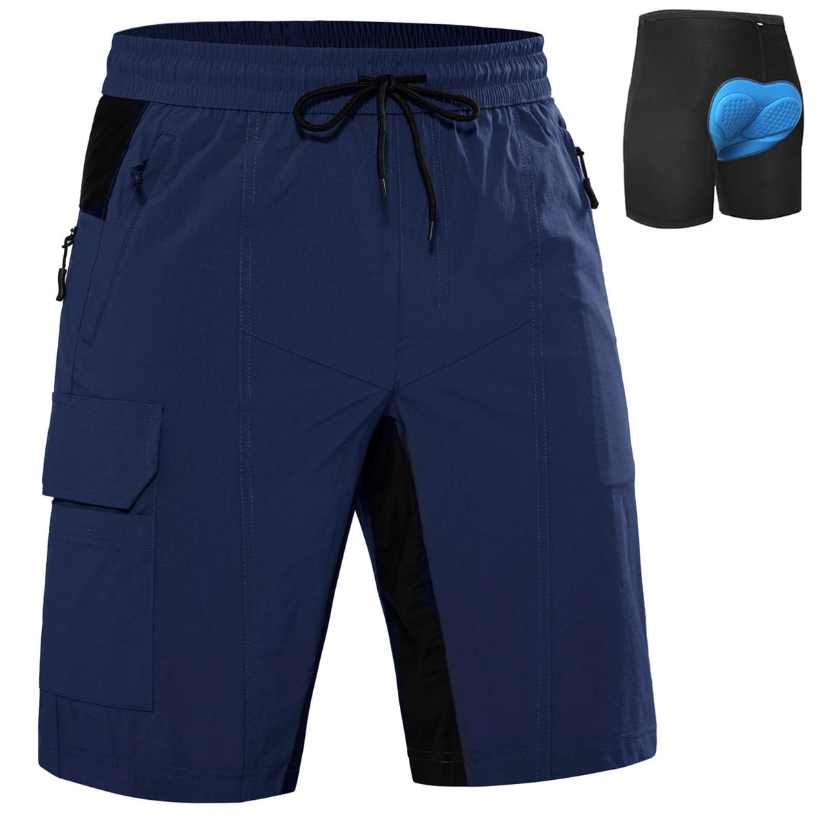 mens padded mountain bike shorts #Color_navy