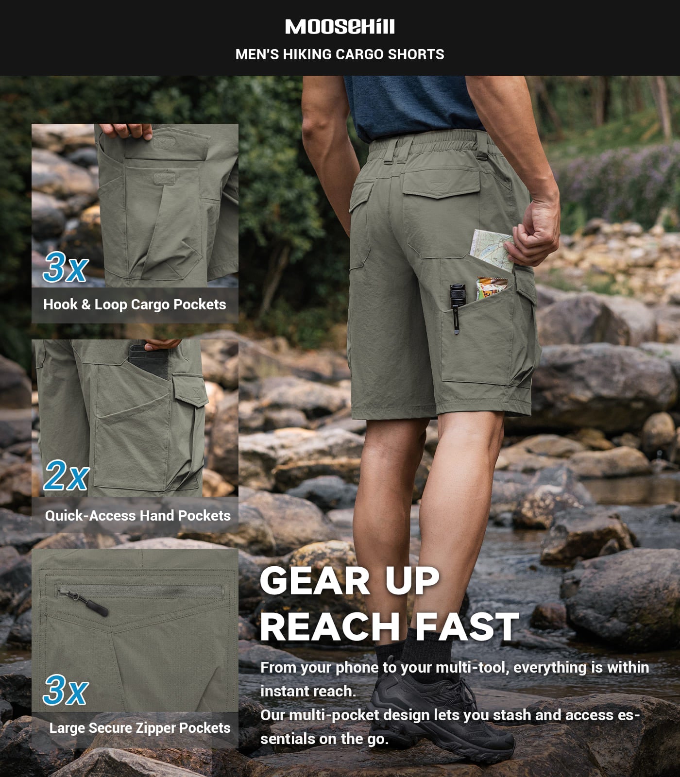 Men's Cargo Hiking Shorts - TrailPioneer M062
