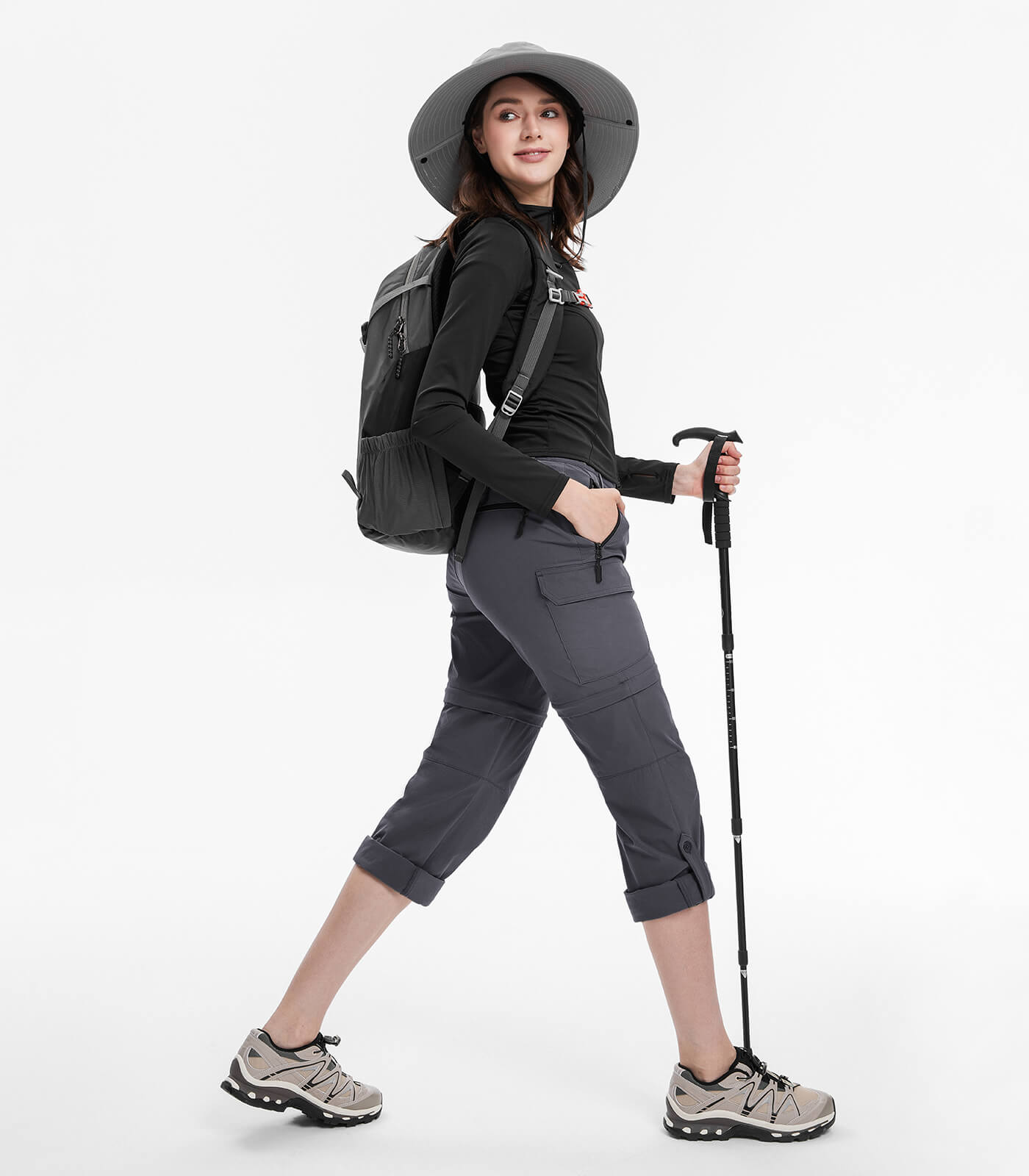 Women's Convertible Hiking Pants Quick Dry Zip-Off Cargo - HikerFlex W024
