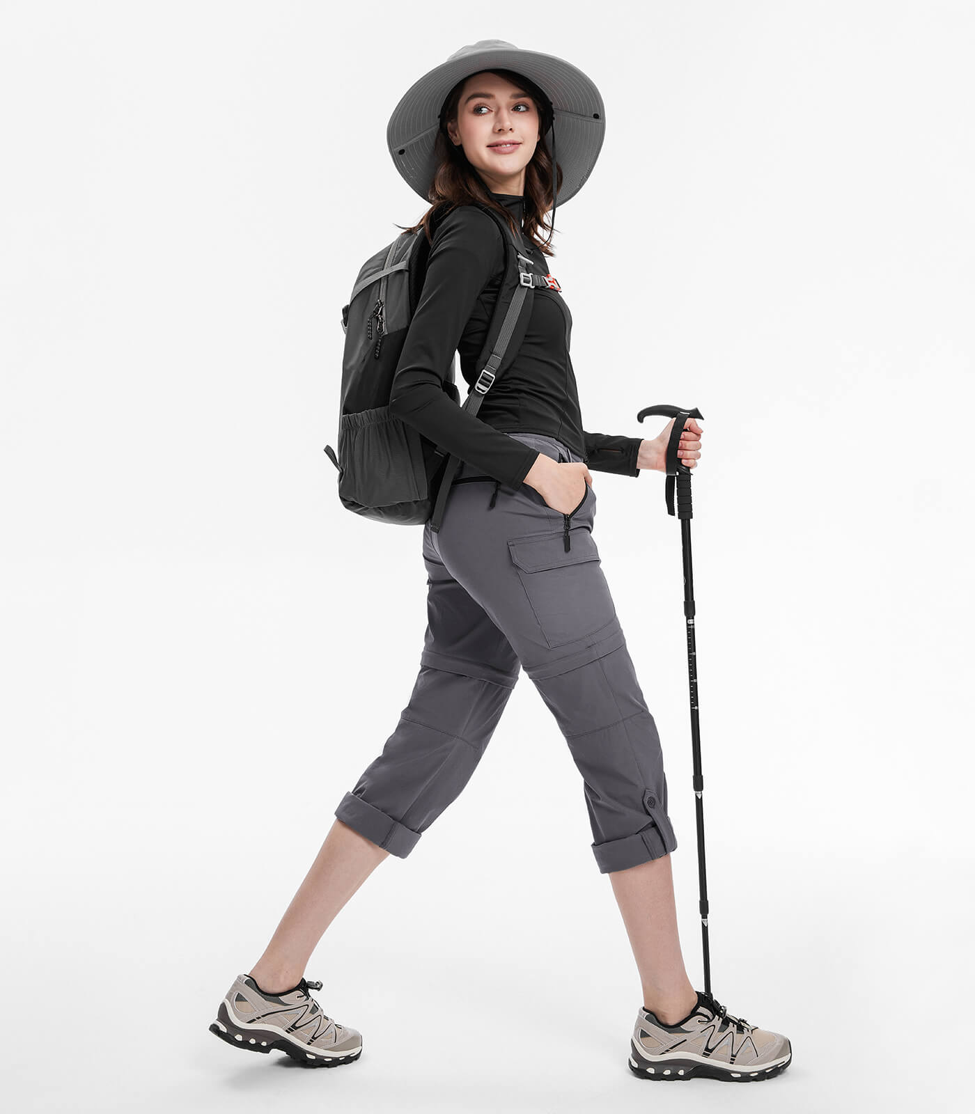 Women's Convertible Hiking Pants Quick Dry Zip-Off Cargo - HikerFlex W024